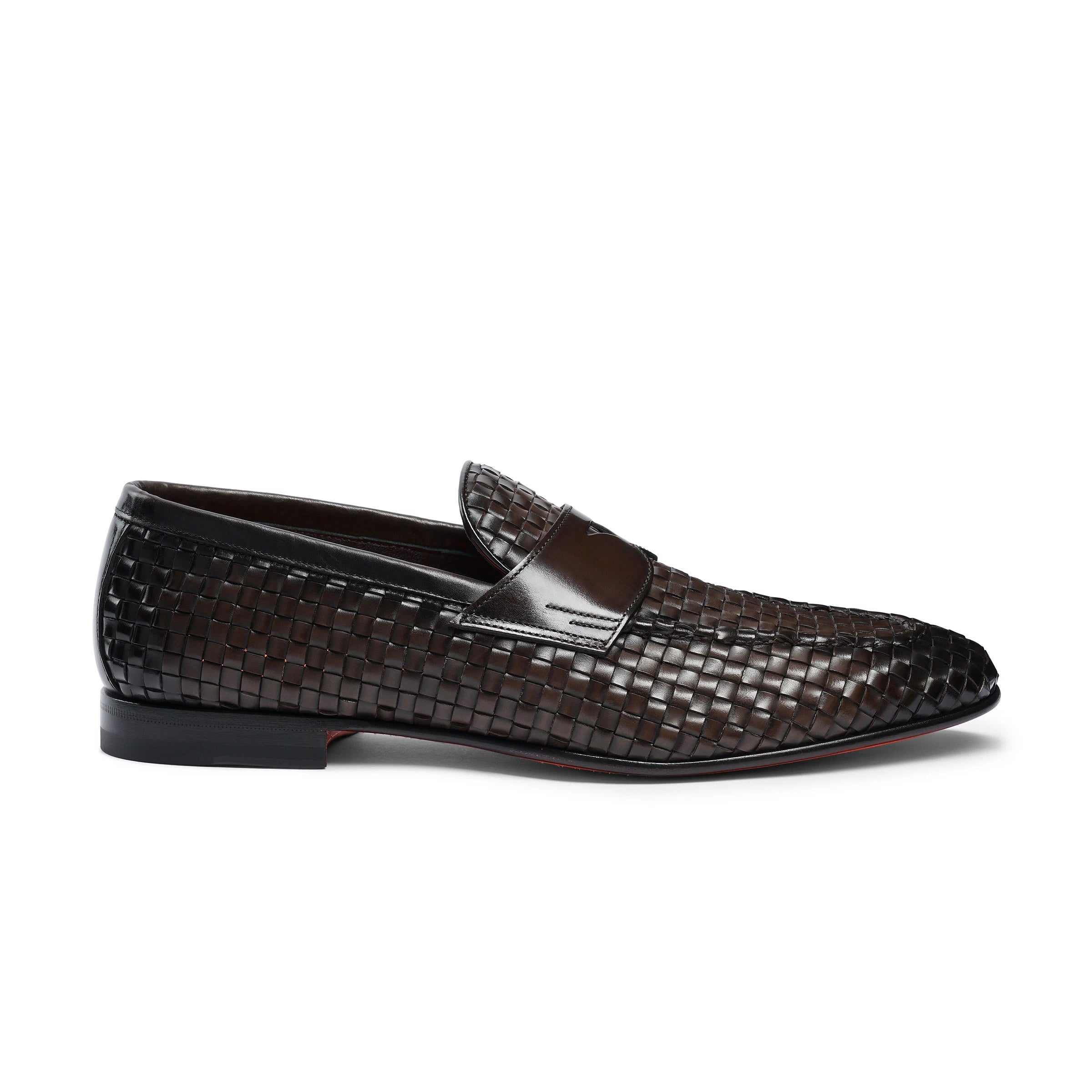 Brown intervowen design loafers