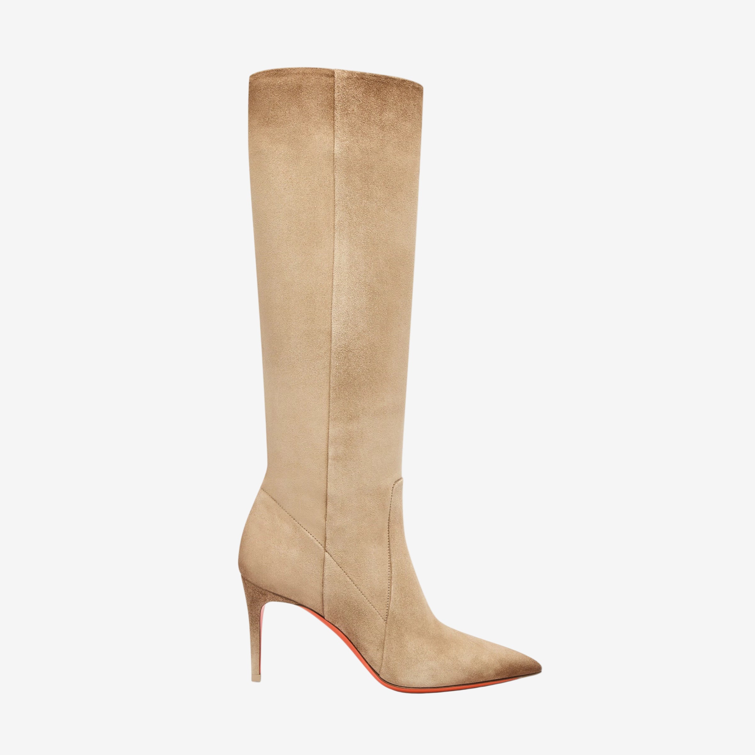 beiger suede boots hohem Absatz