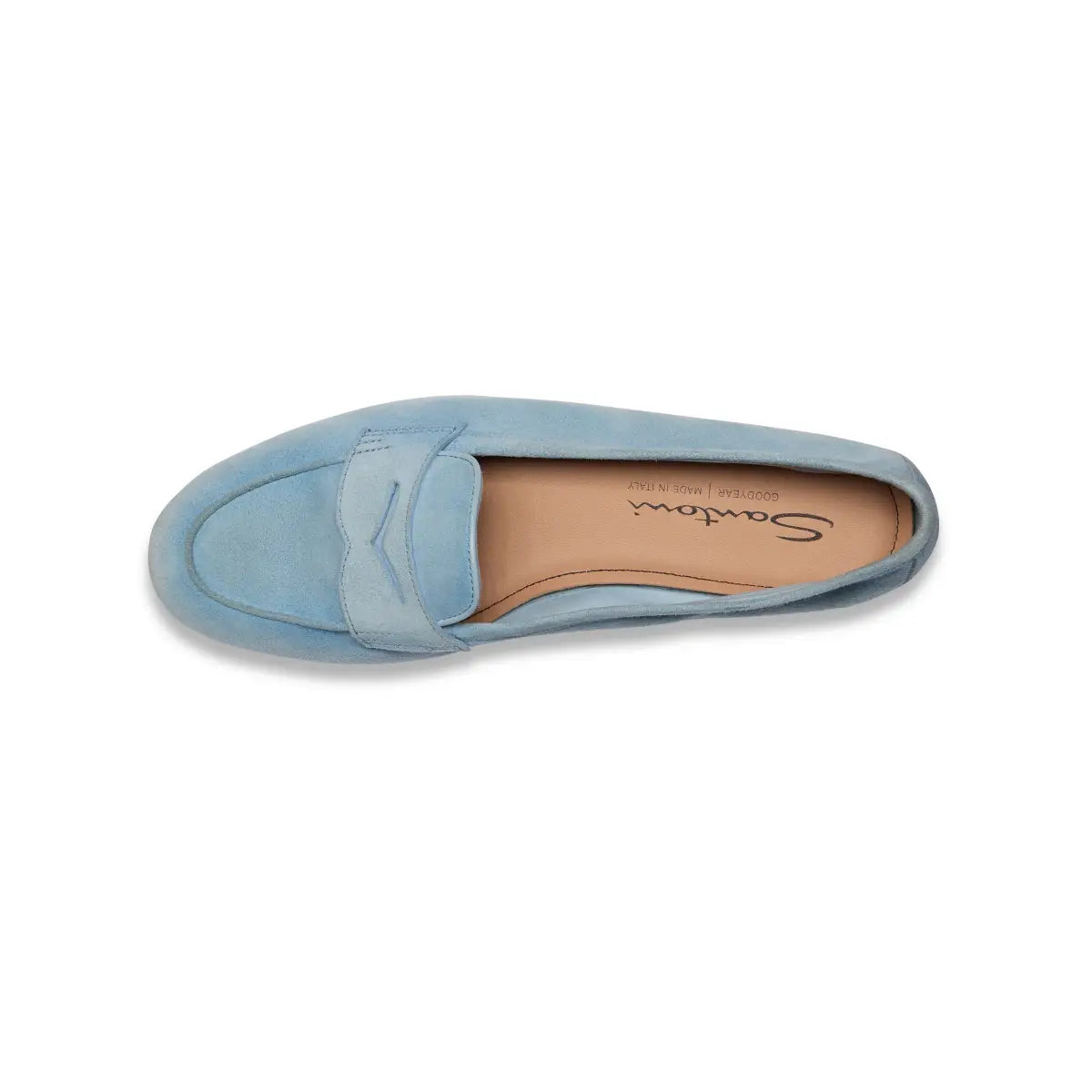 light blue suede Carla loafer