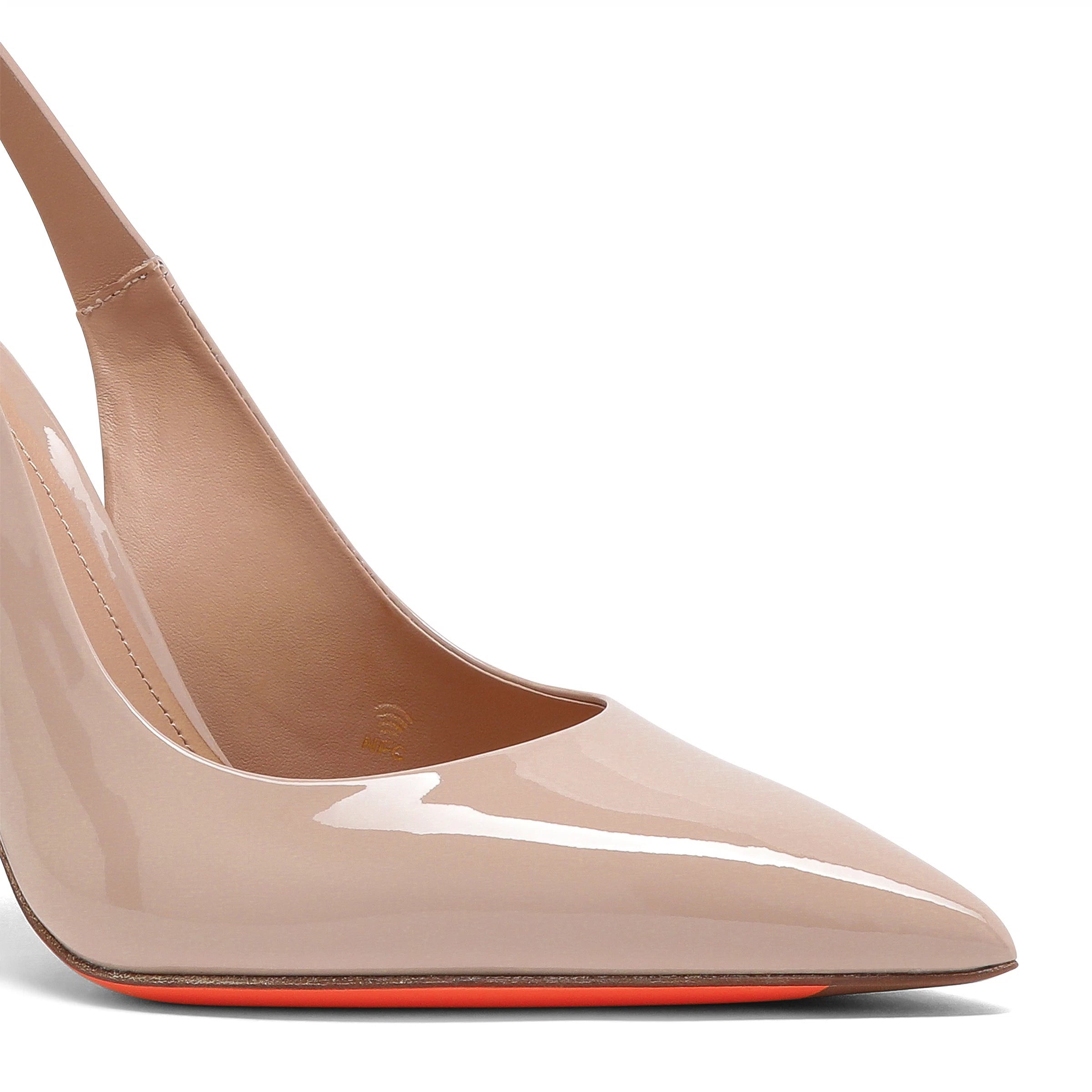 Nude lakleren hoge hak slingback