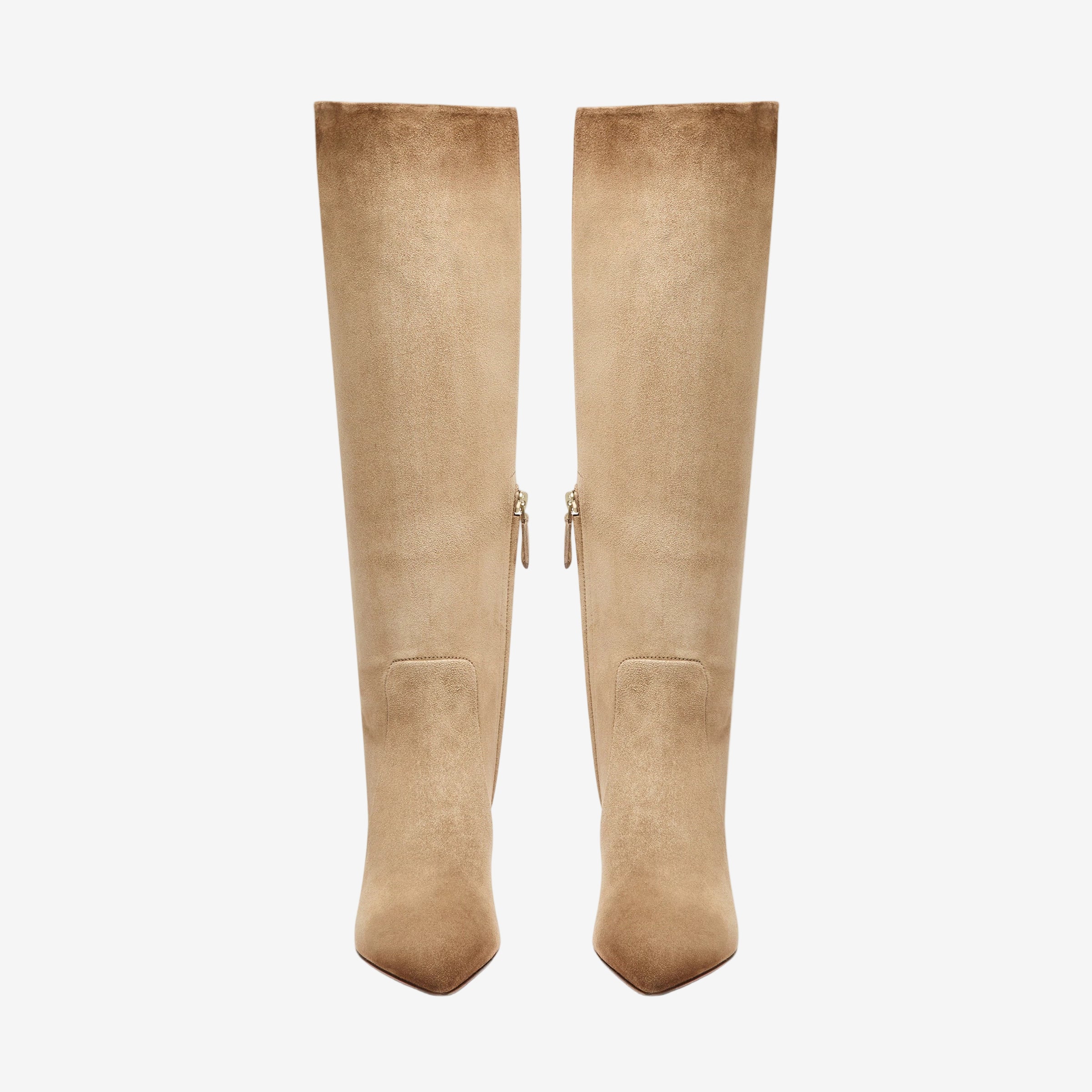 beiger suede boots hohem Absatz