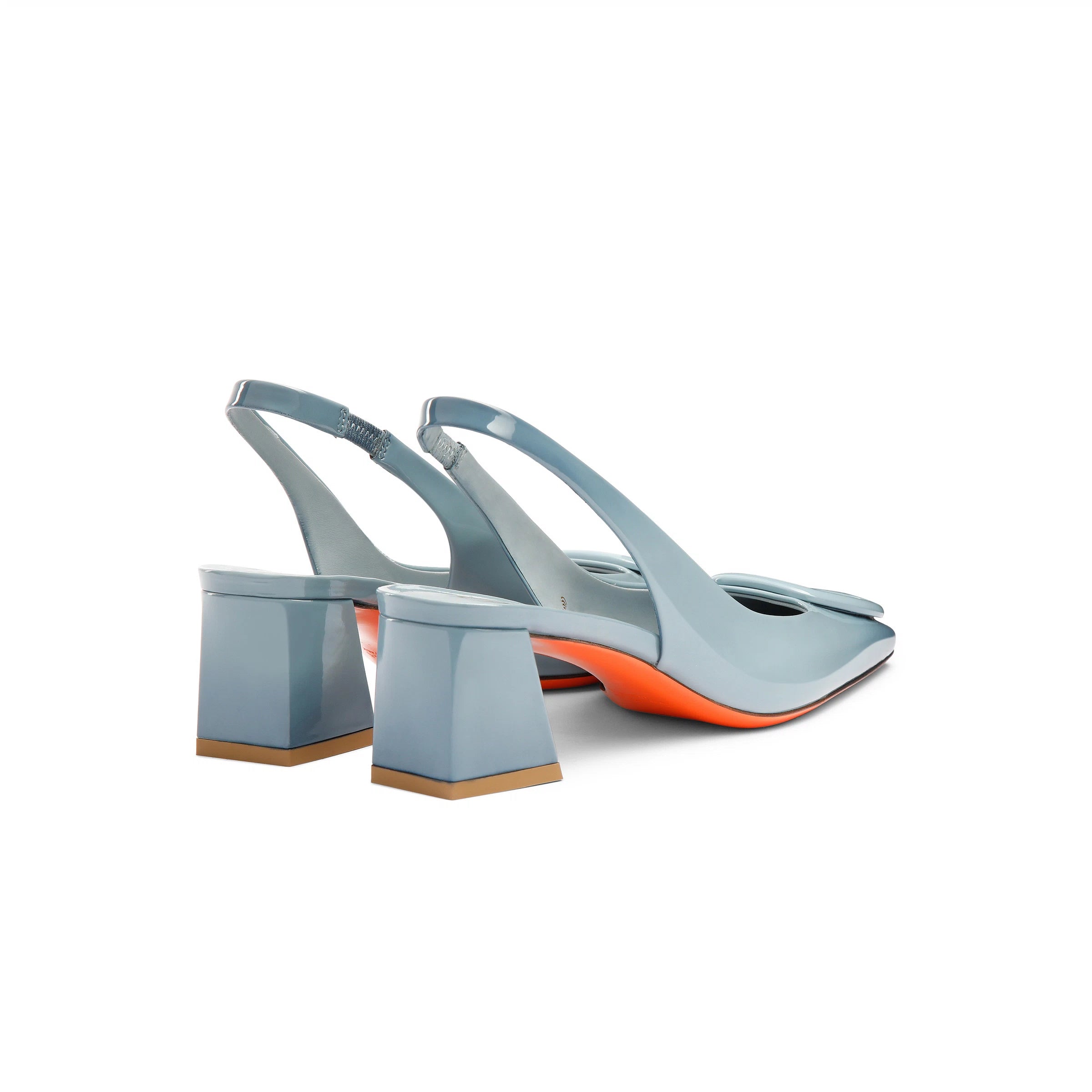 Zapatos tacón medio en charol azul claro