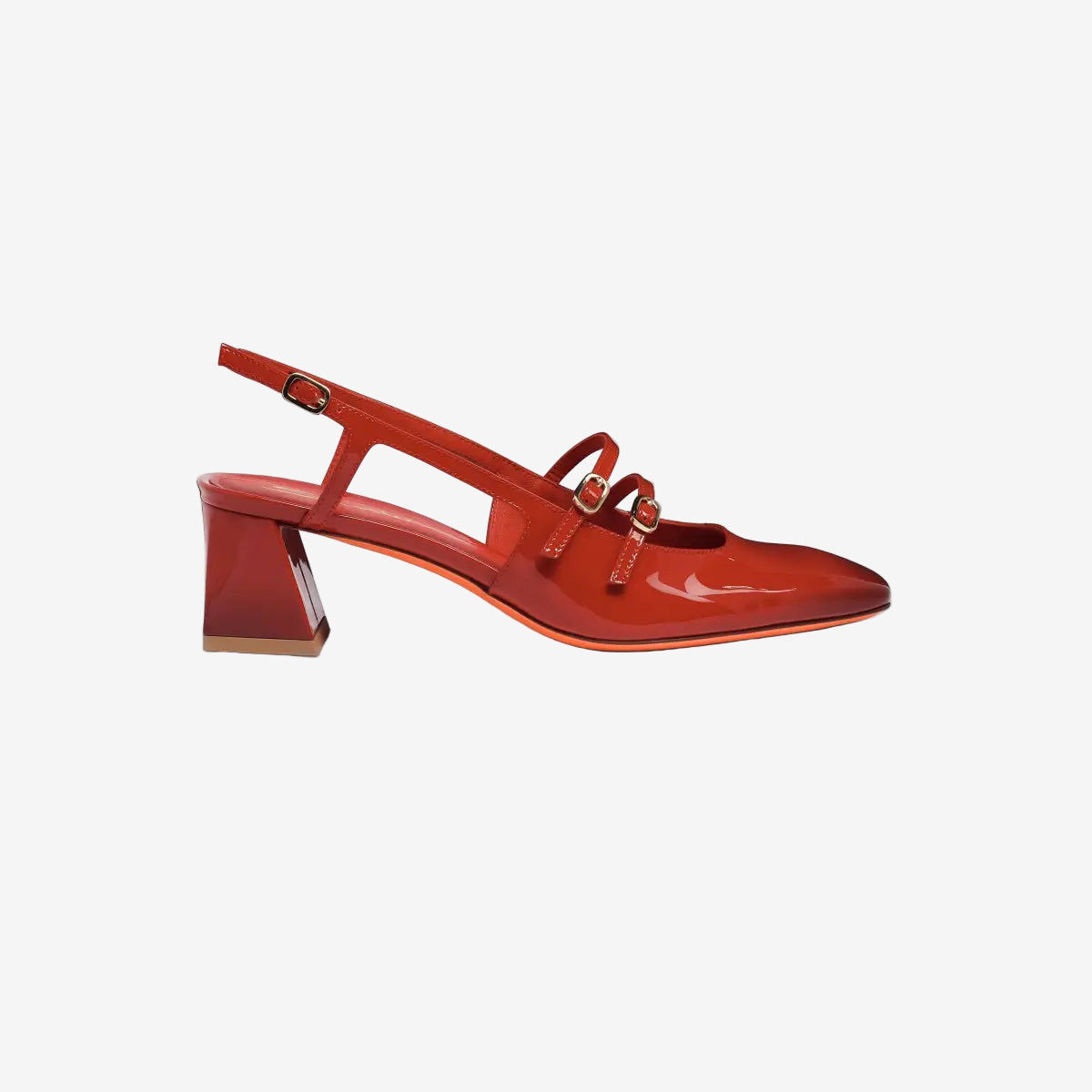 Rode lakleren slingback middelhoge hak