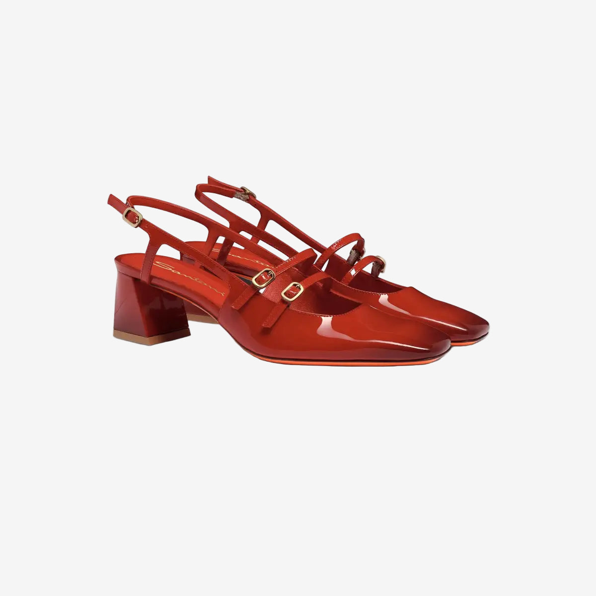 Rode lakleren slingback middelhoge hak