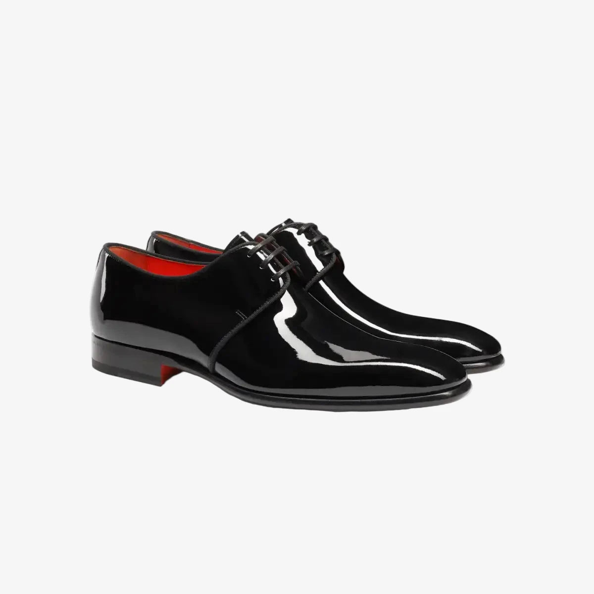 schwarze derby-schuhe lackleder