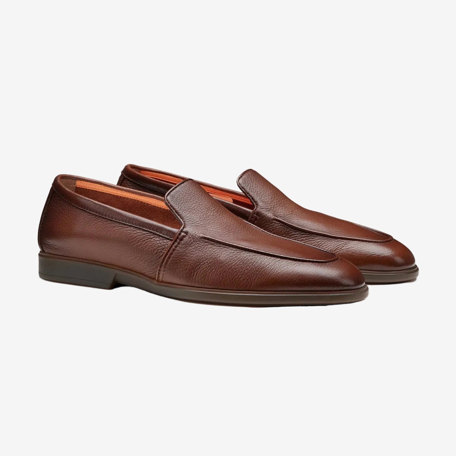 Brown Malibu Grained Leather Loafer
