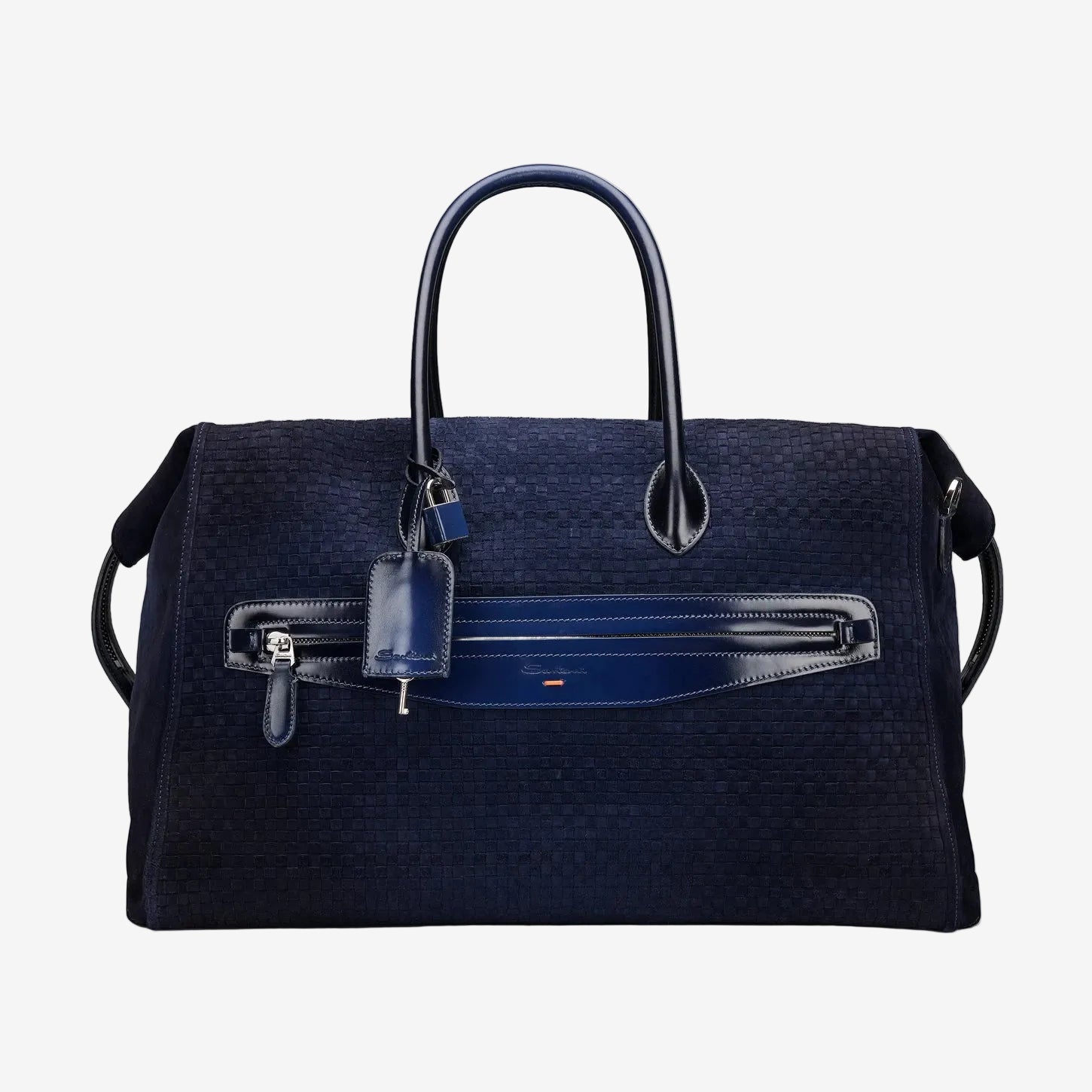 Blue Suede and Leather Weekend Bag