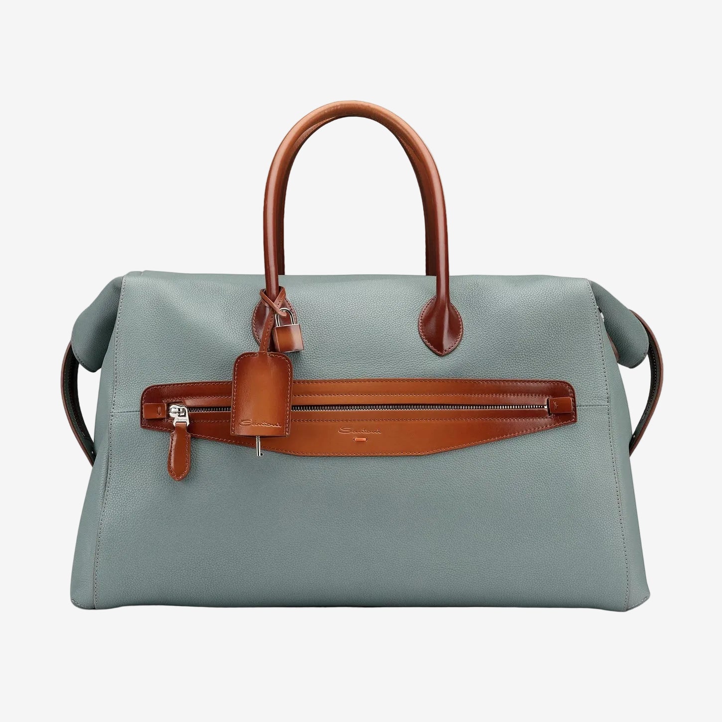 Bolso de viaje piel abatanada azul claro