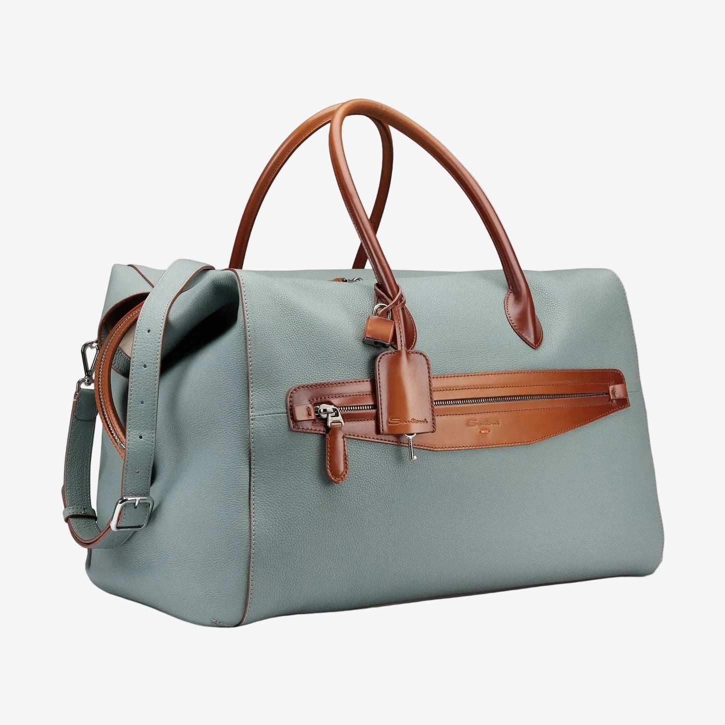 Bolso de viaje piel abatanada azul claro