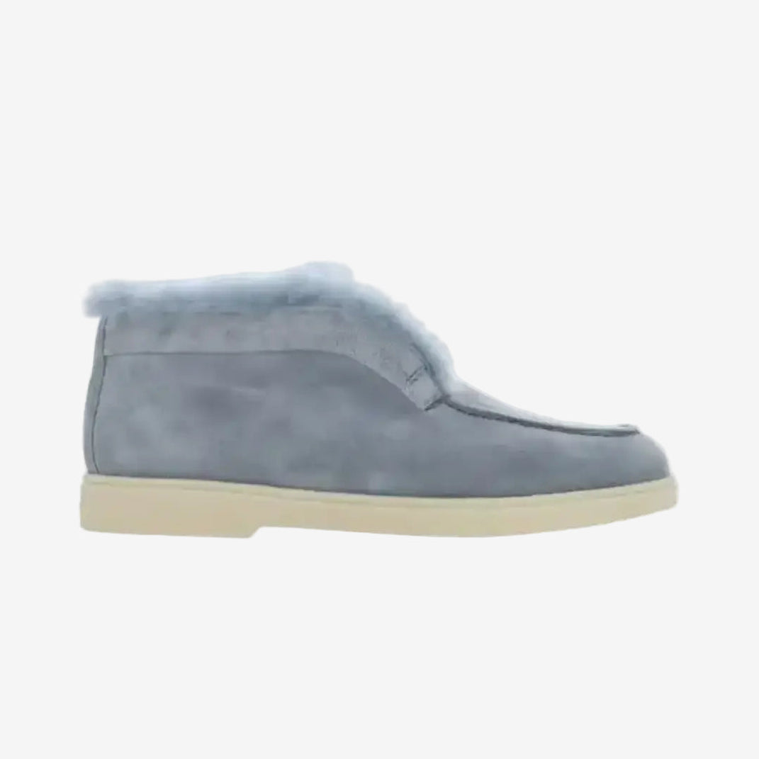 blauwe suède schaapsleren desert boots