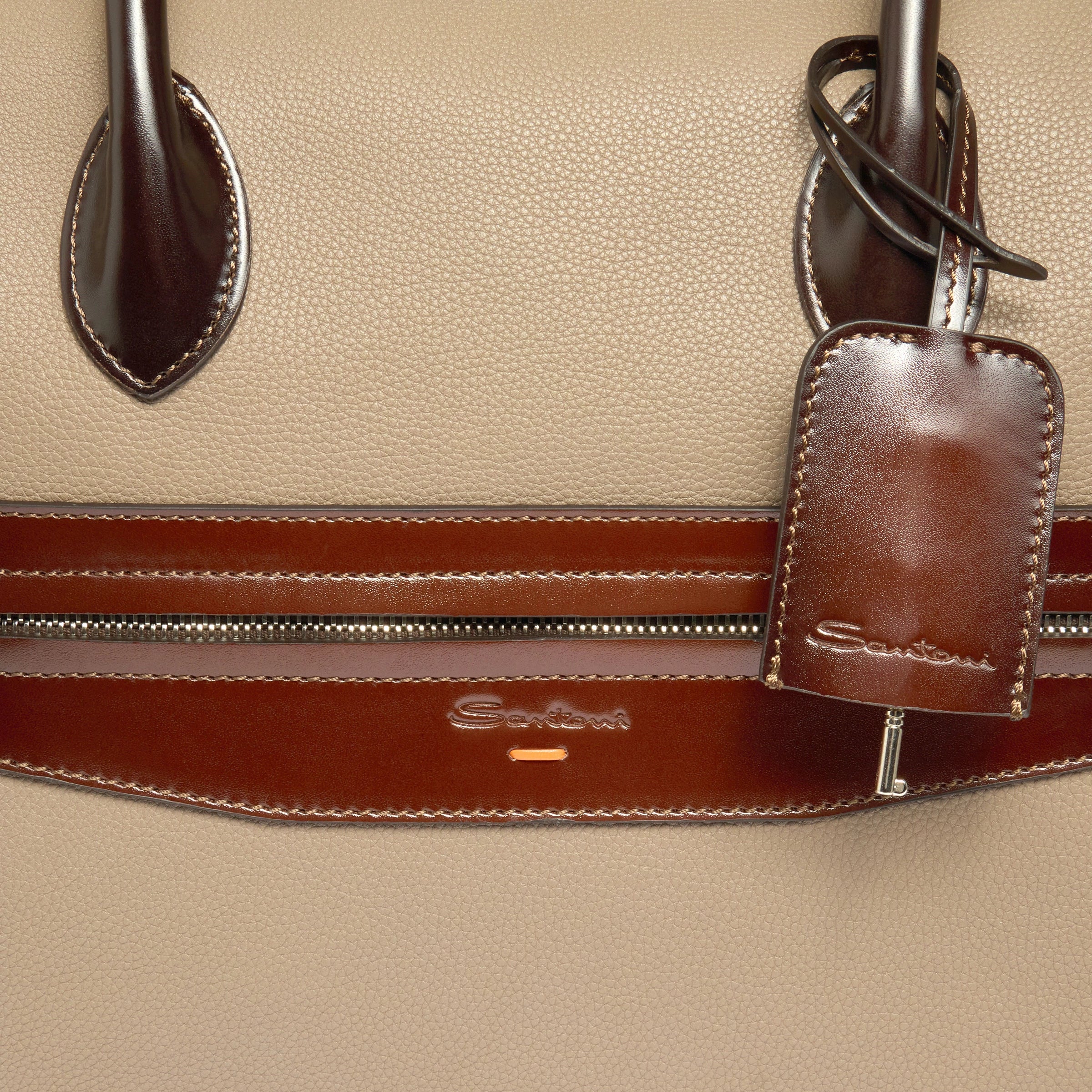 Sac week-end en cuir vieilli beige