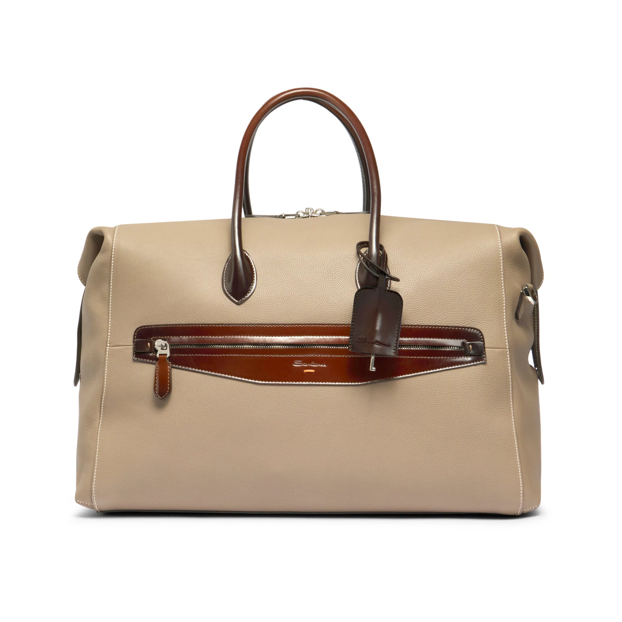 Sac week-end en cuir vieilli beige