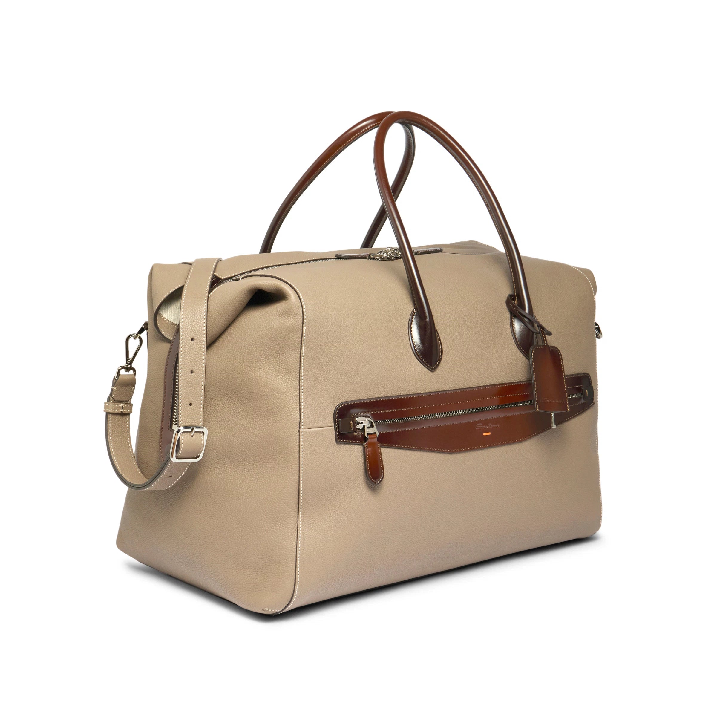 Sac week-end en cuir vieilli beige