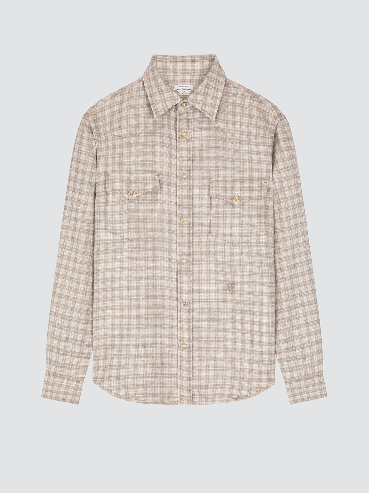 Checkered shirt on a light gray background Loro piana fabric
