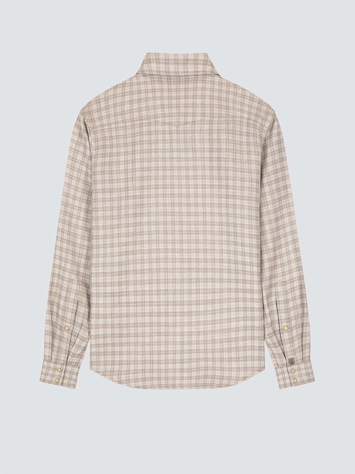 Westernhemd Beige aus Wolle, Seide und Leinen mit Prince-of-Wales-Muster Loro Piana
