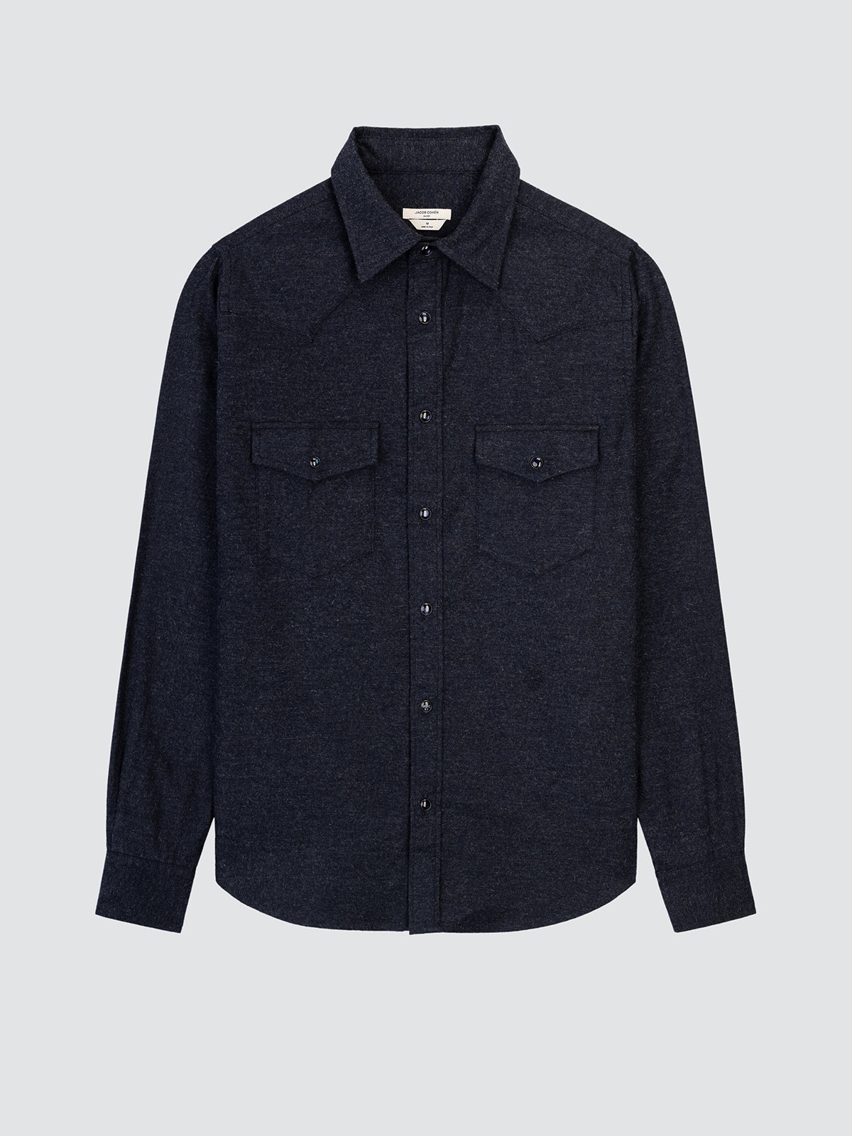 Westernhemd aus blauem leichtem Baumwoll-Kaschmir-Flanell