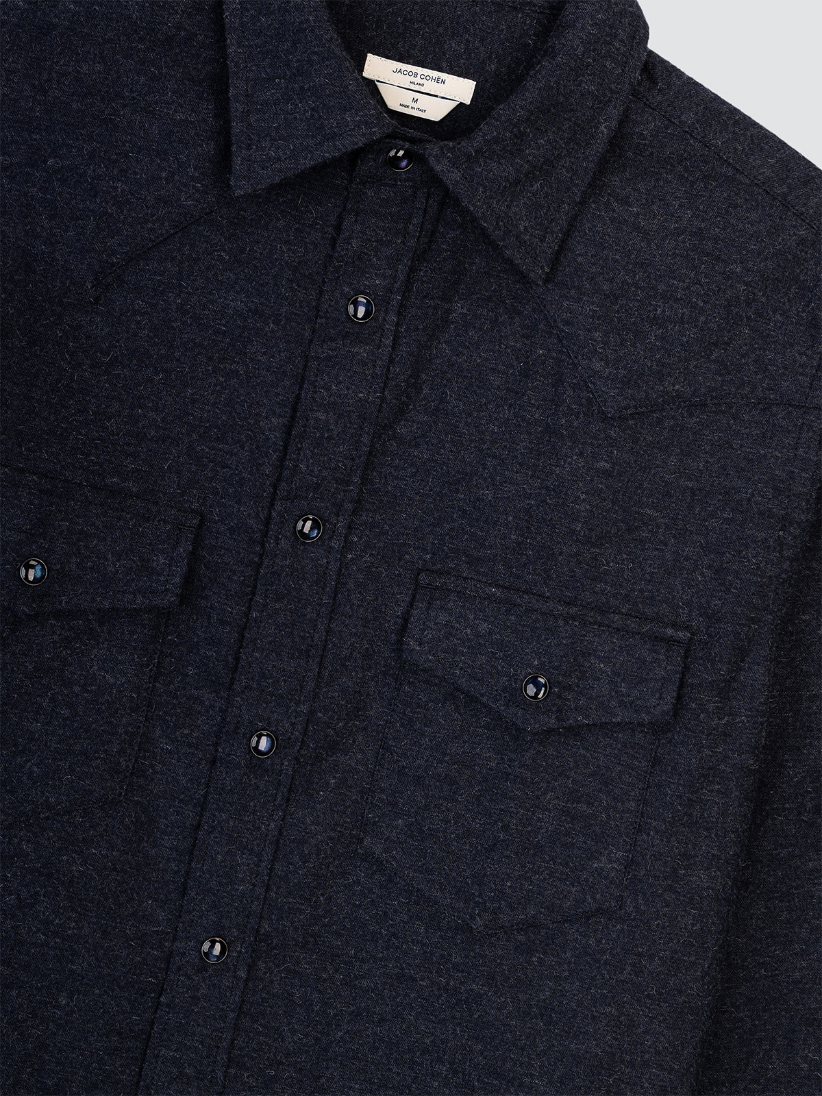 Westernhemd aus blauem leichtem Baumwoll-Kaschmir-Flanell