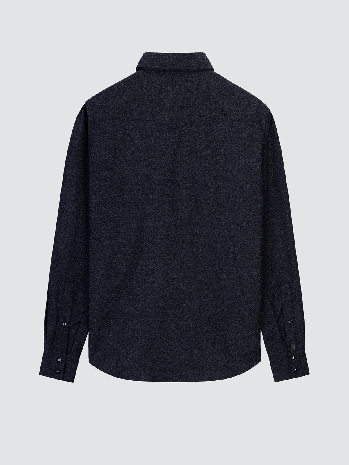 Westernhemd aus blauem leichtem Baumwoll-Kaschmir-Flanell