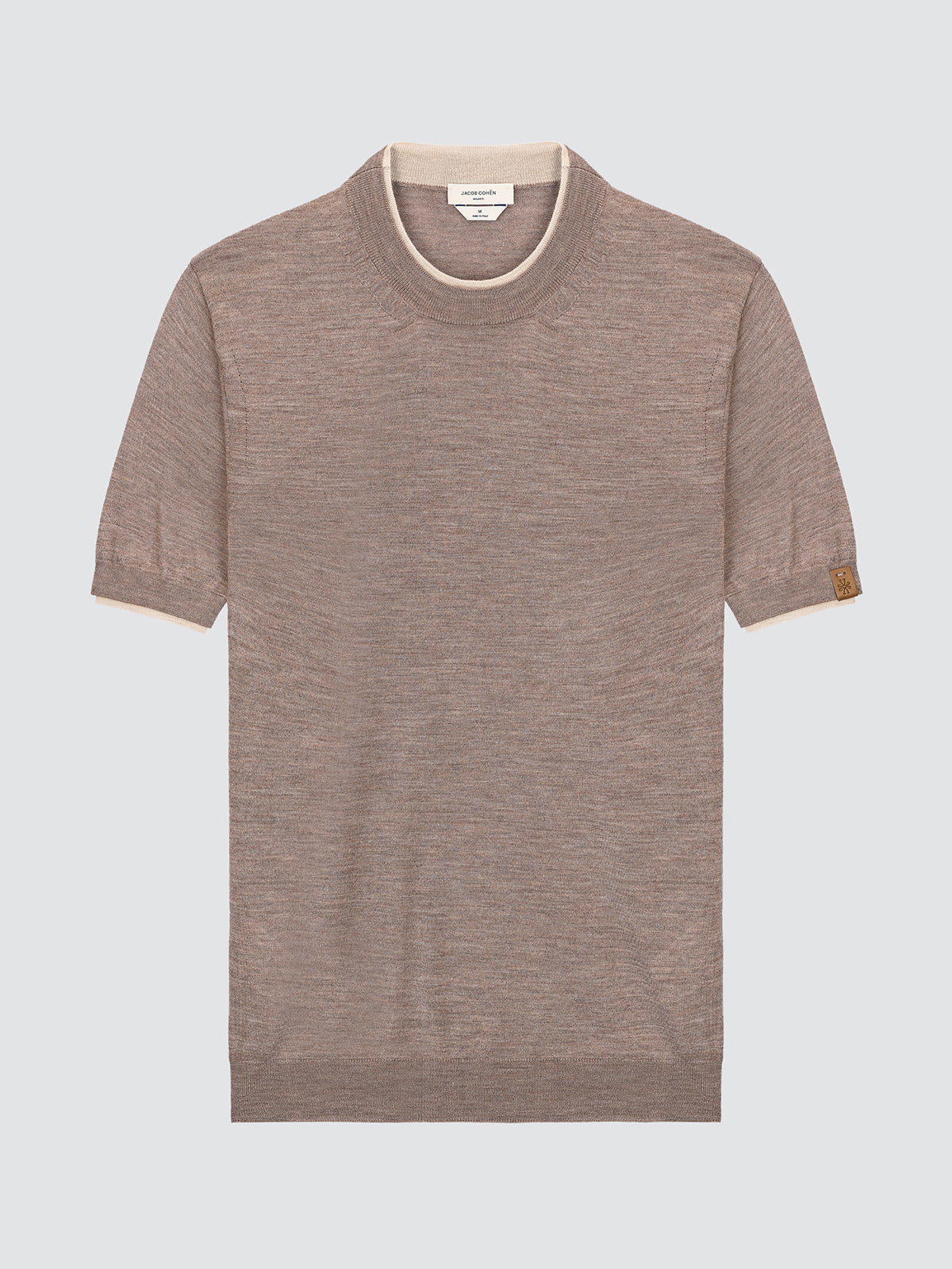 Brown t-shirt wool silk Jacob Cohen on a light gray background