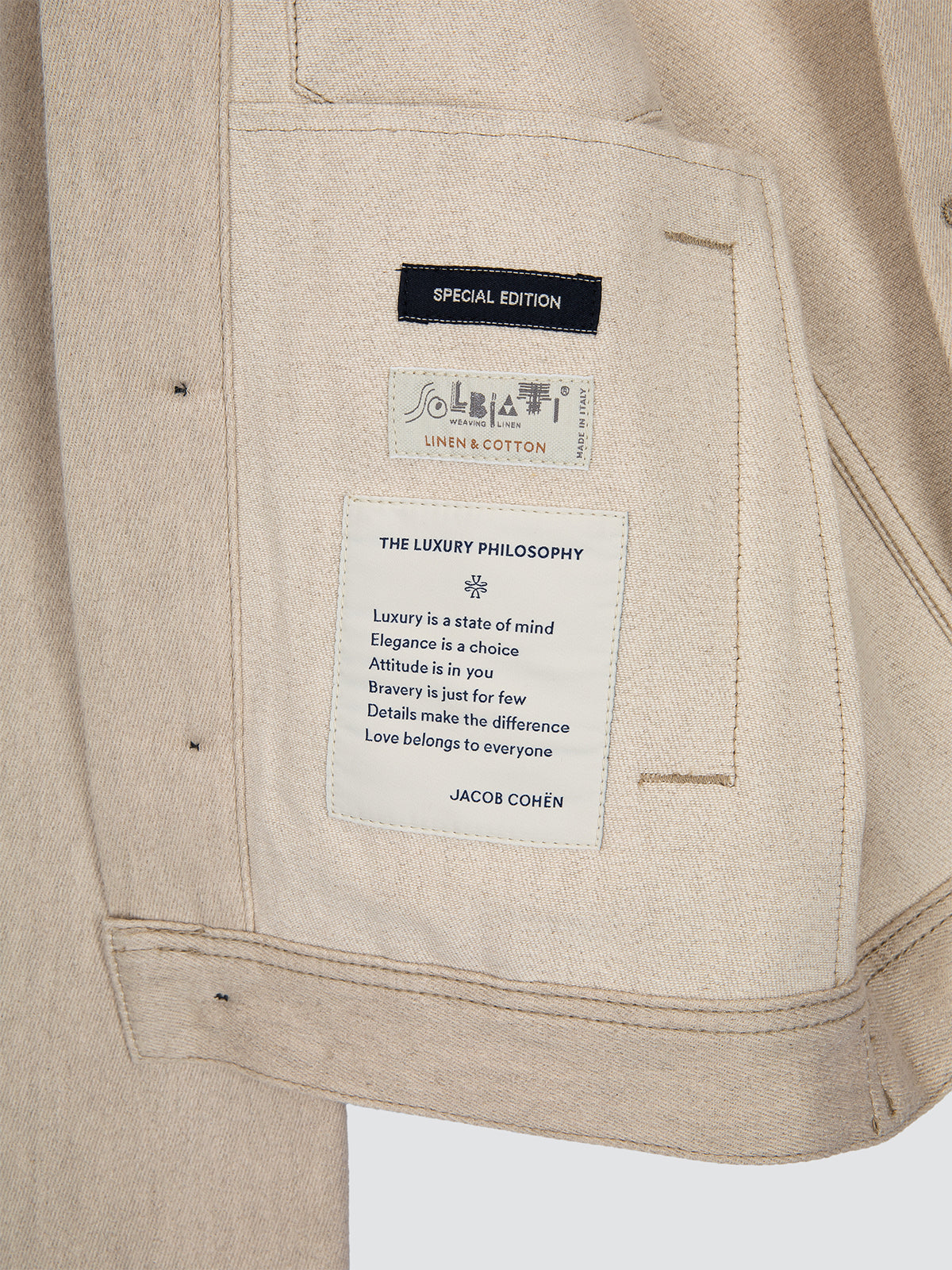 Chaqueta de Sarga de Algodón y Lino Beige Natural Loro Piana
