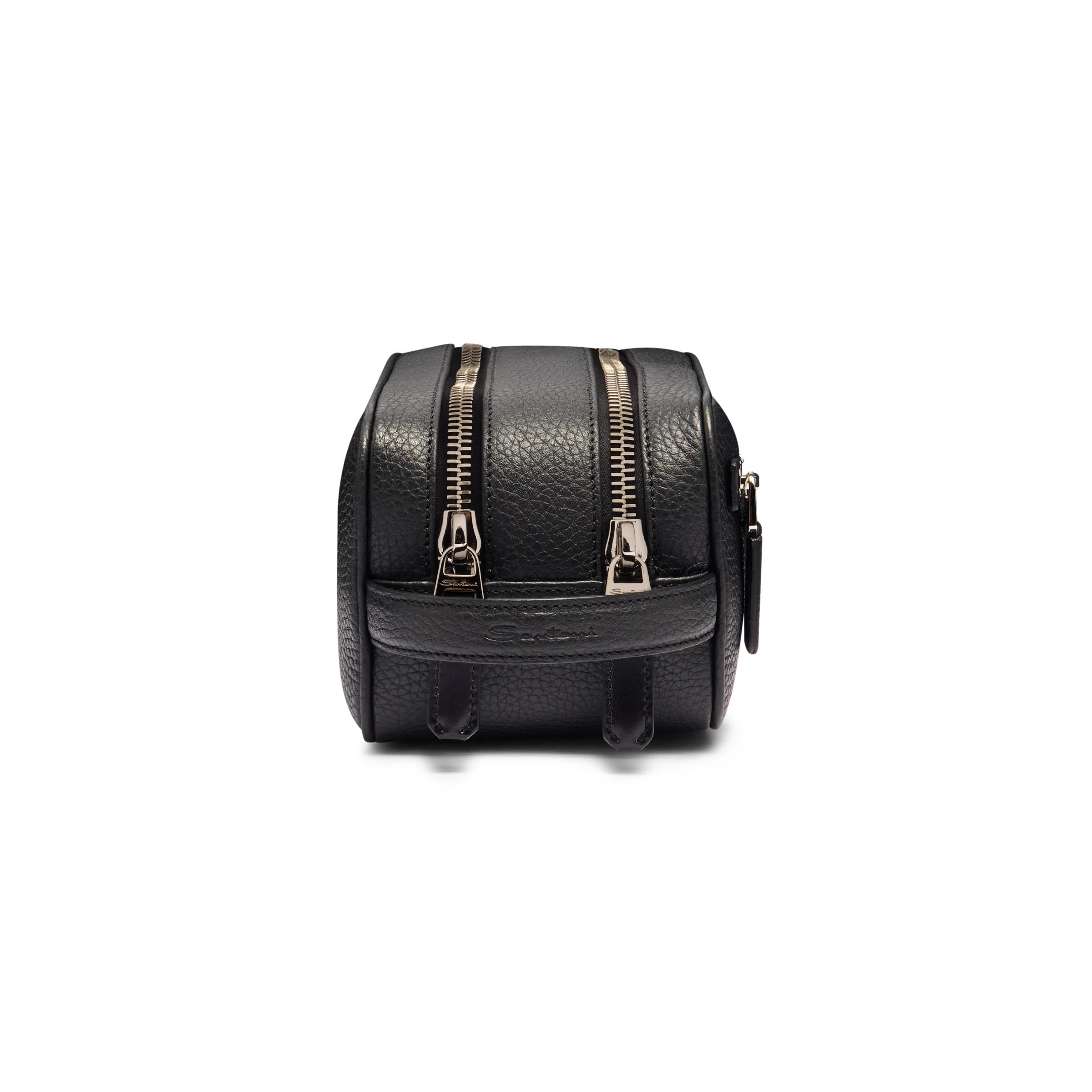 Black tumbled leather beauty case