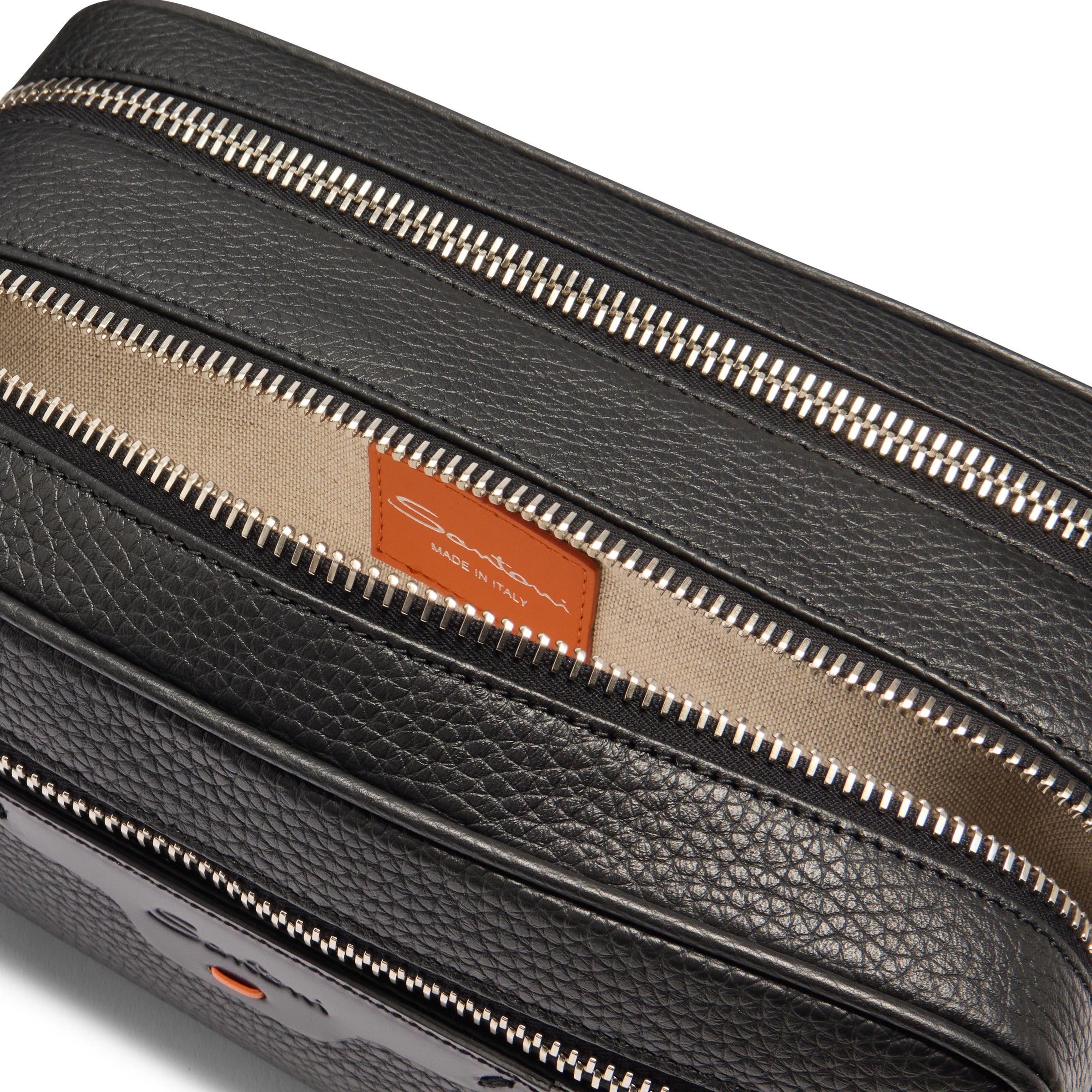 Black tumbled leather beauty case