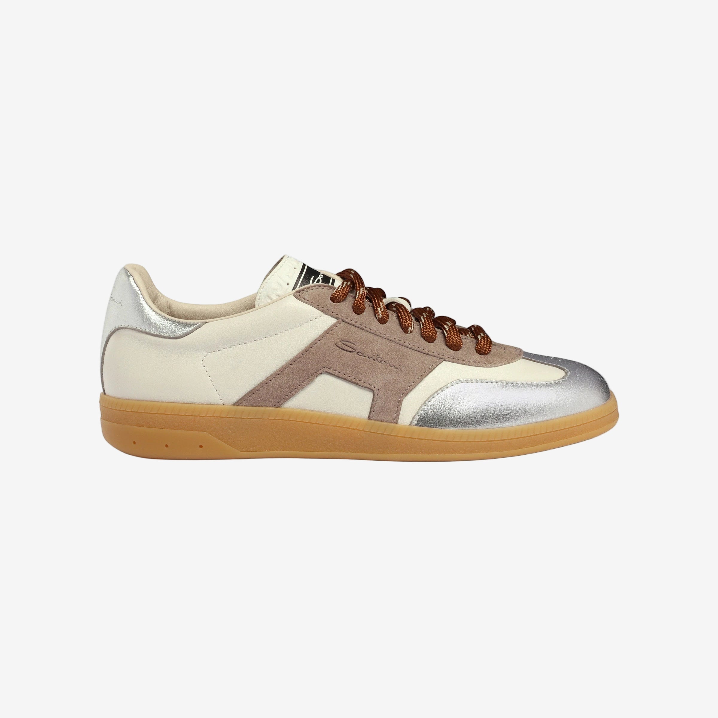 off-white and silver leather DBS Oly sneaker