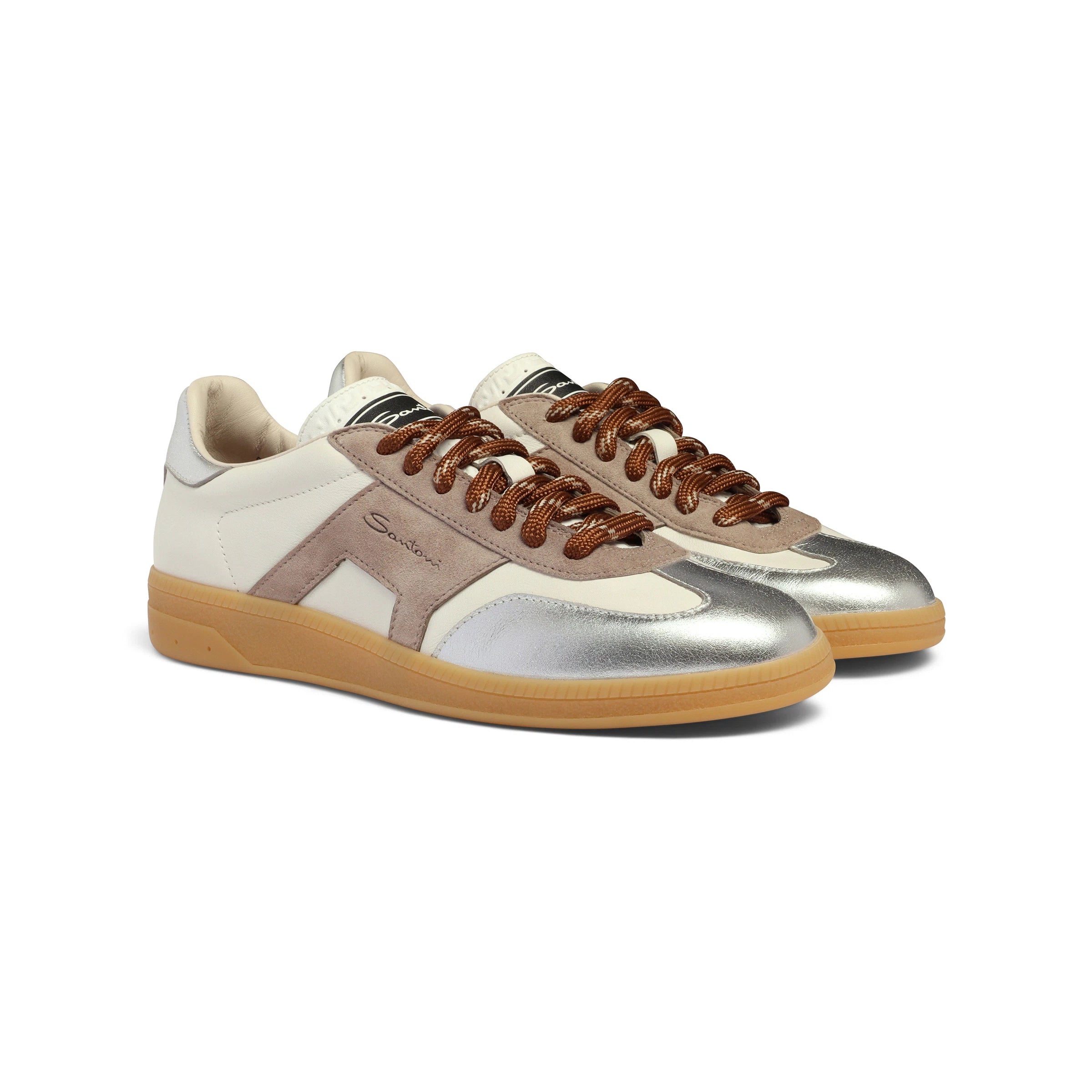 cremeweißer und silberner DBS Oly-Sneaker aus Leder