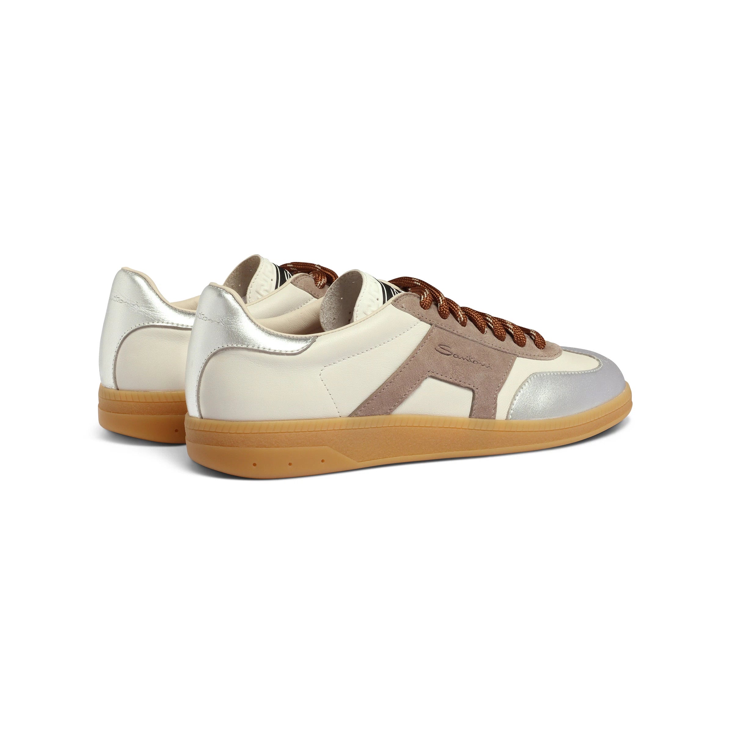 cremeweißer und silberner DBS Oly-Sneaker aus Leder