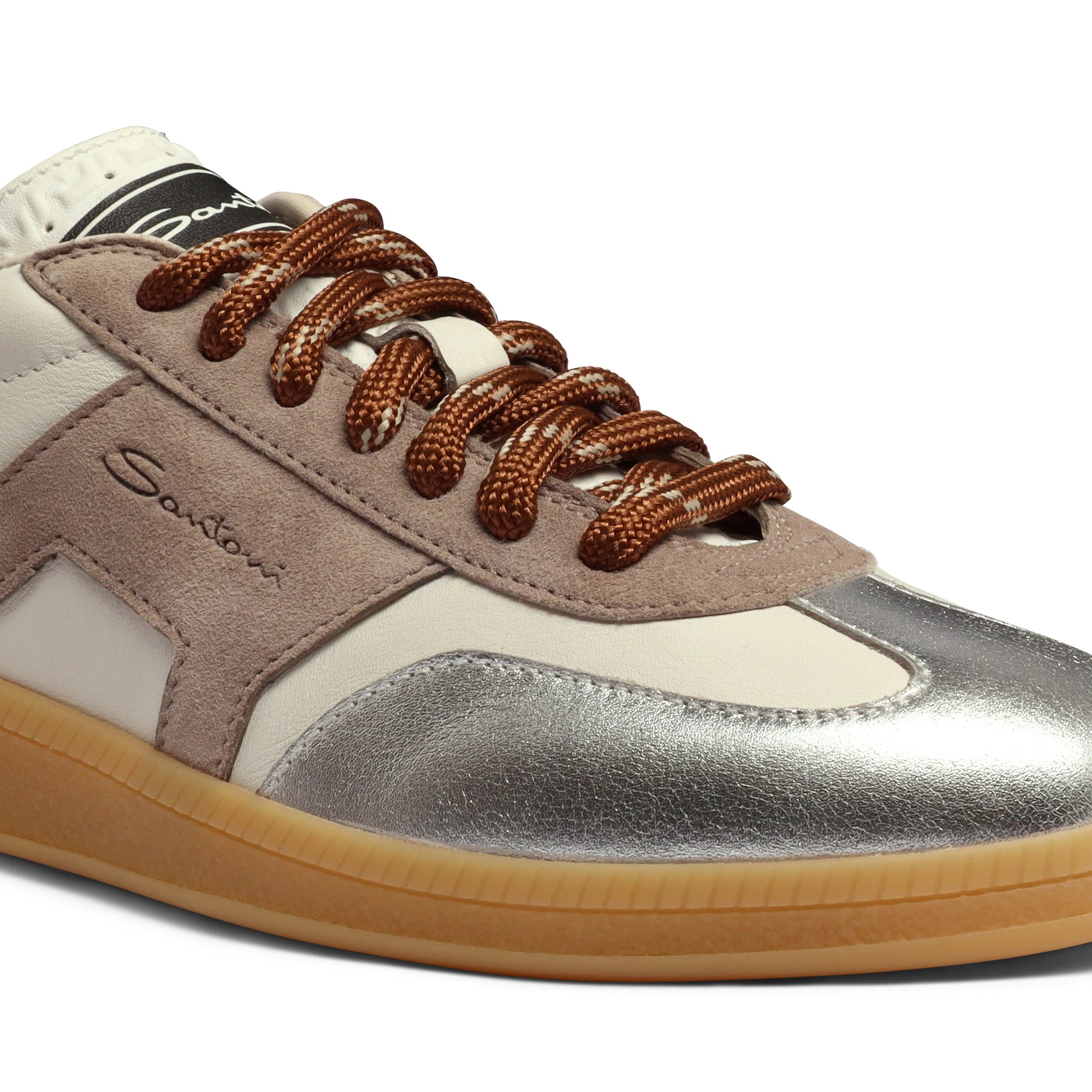 cremeweißer und silberner DBS Oly-Sneaker aus Leder