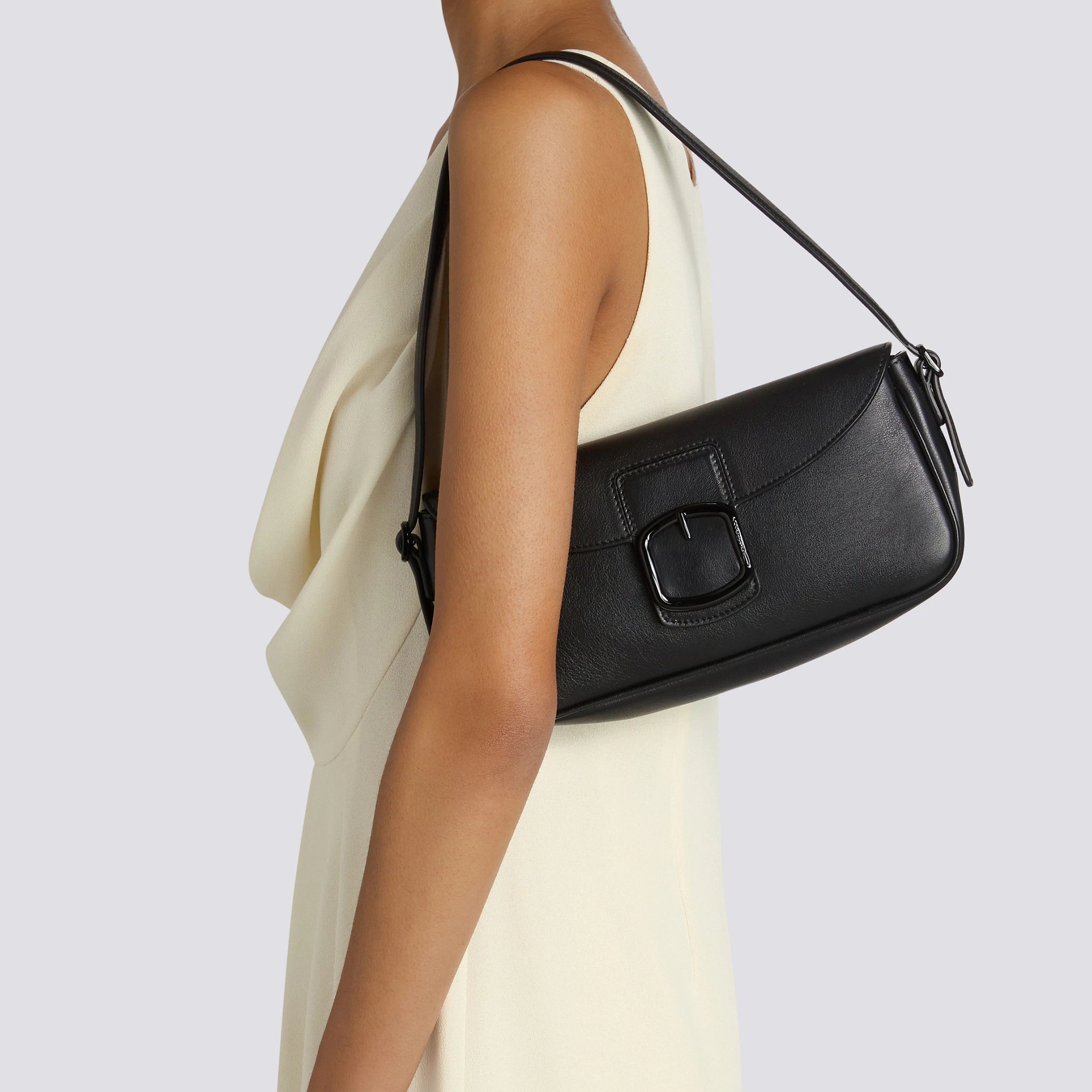 Black leather shoulder bag