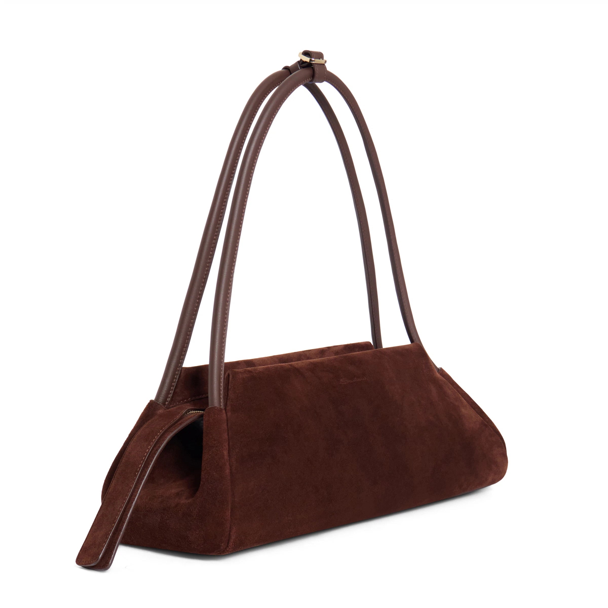 Dark brown suede shoulder bag