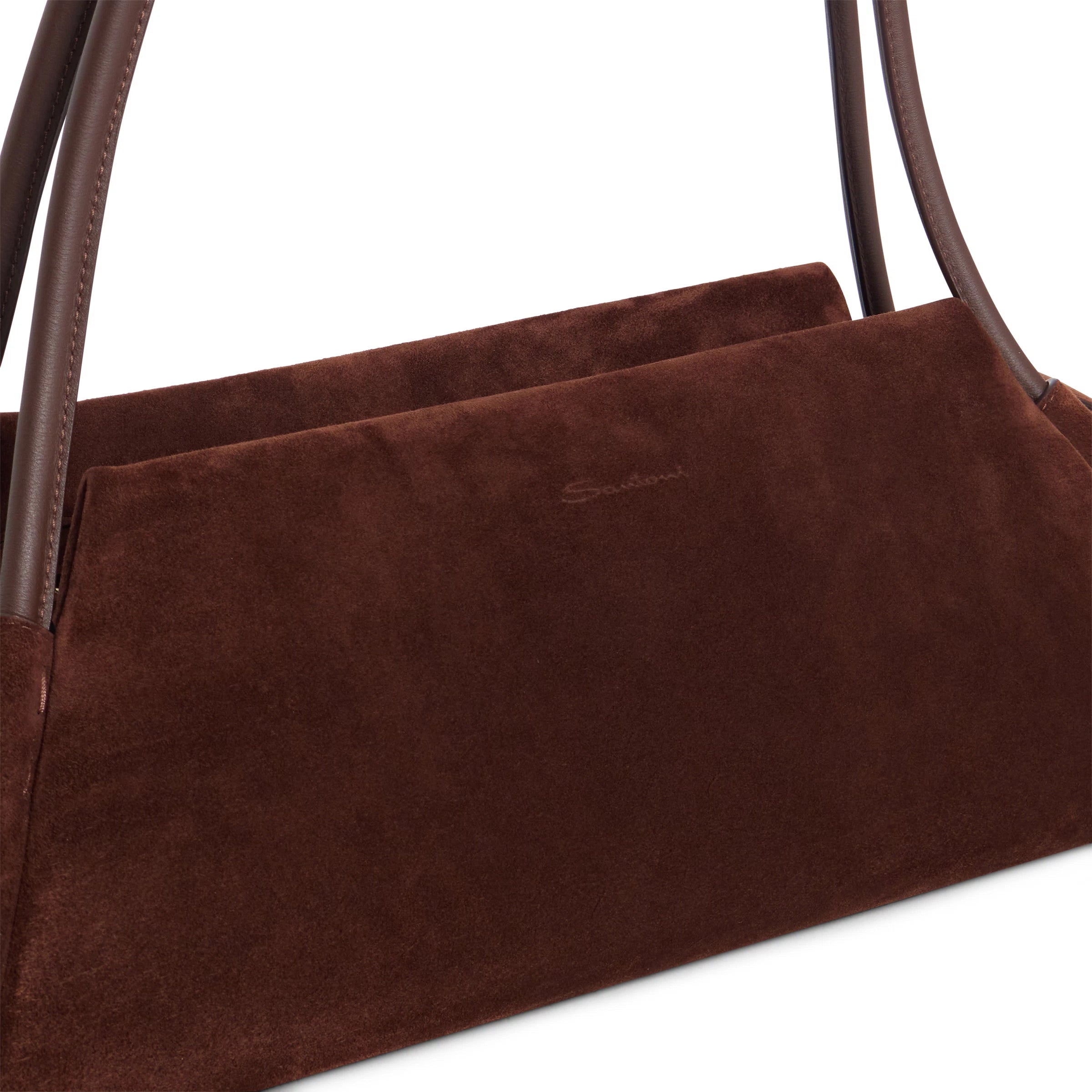 Dark brown suede shoulder bag