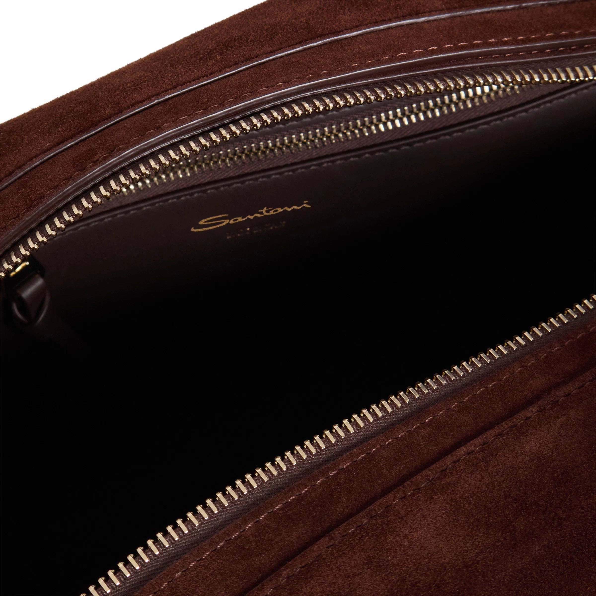 Dark brown suede shoulder bag