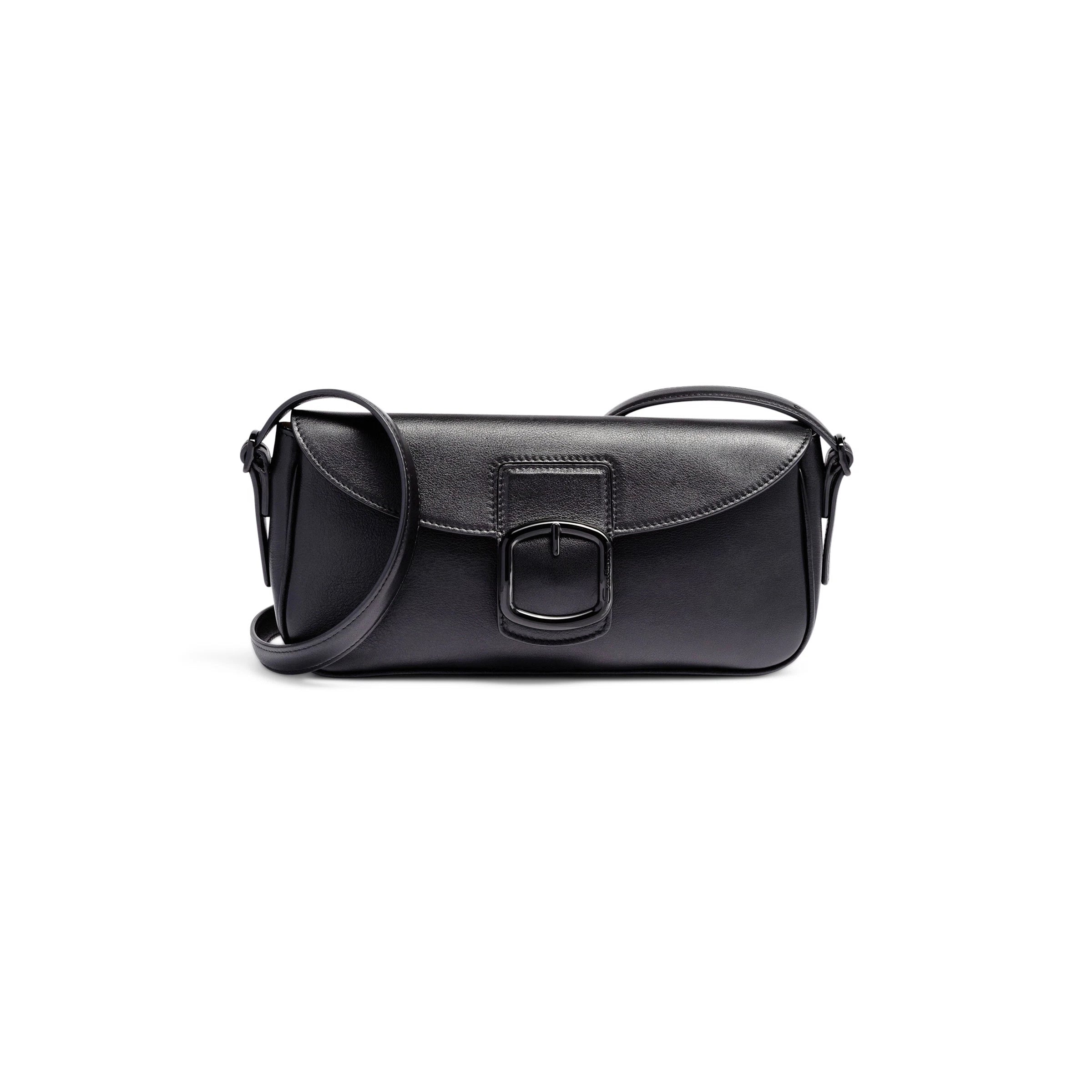 Black leather shoulder bag