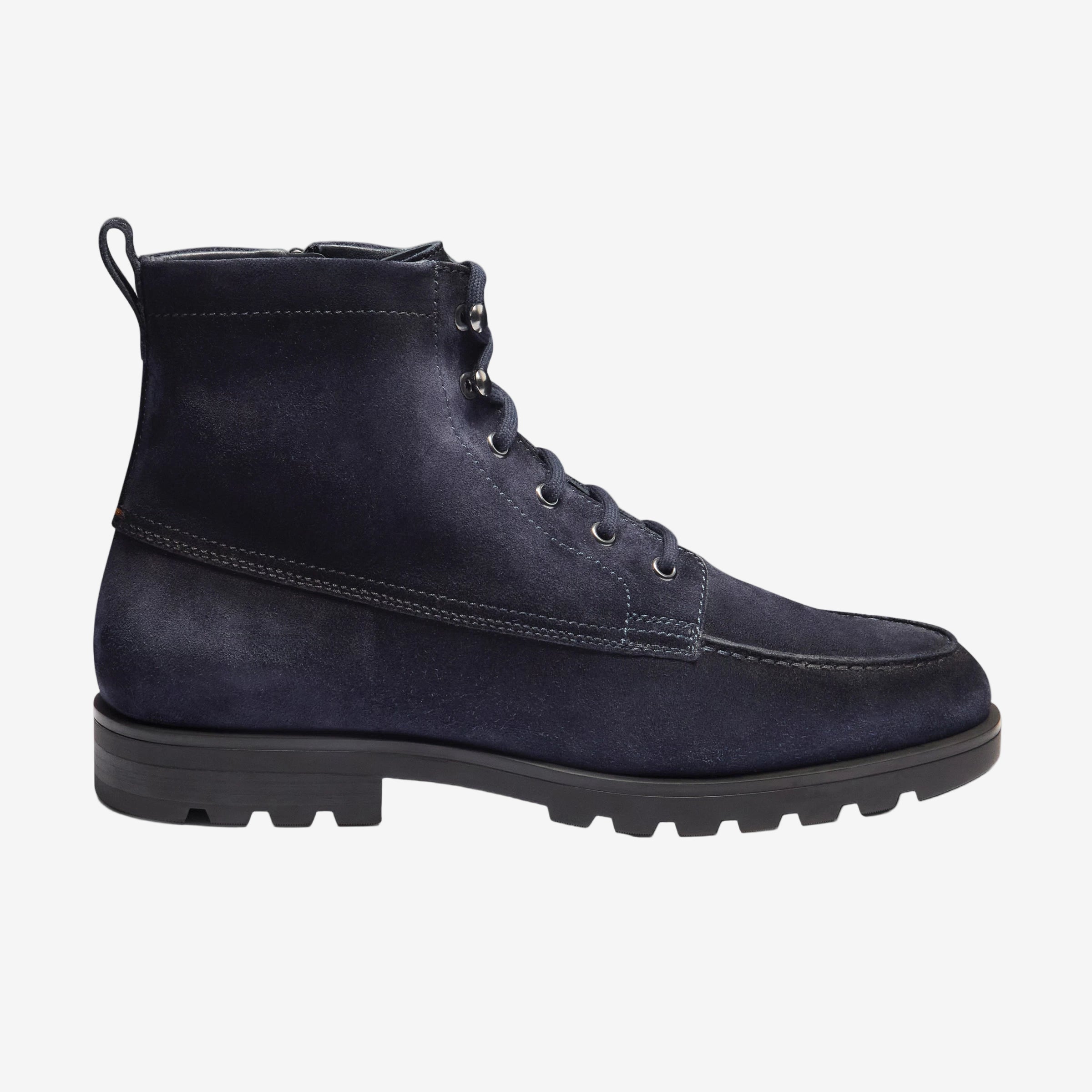 Schnürstiefel blauem Wildleder Gummisohle