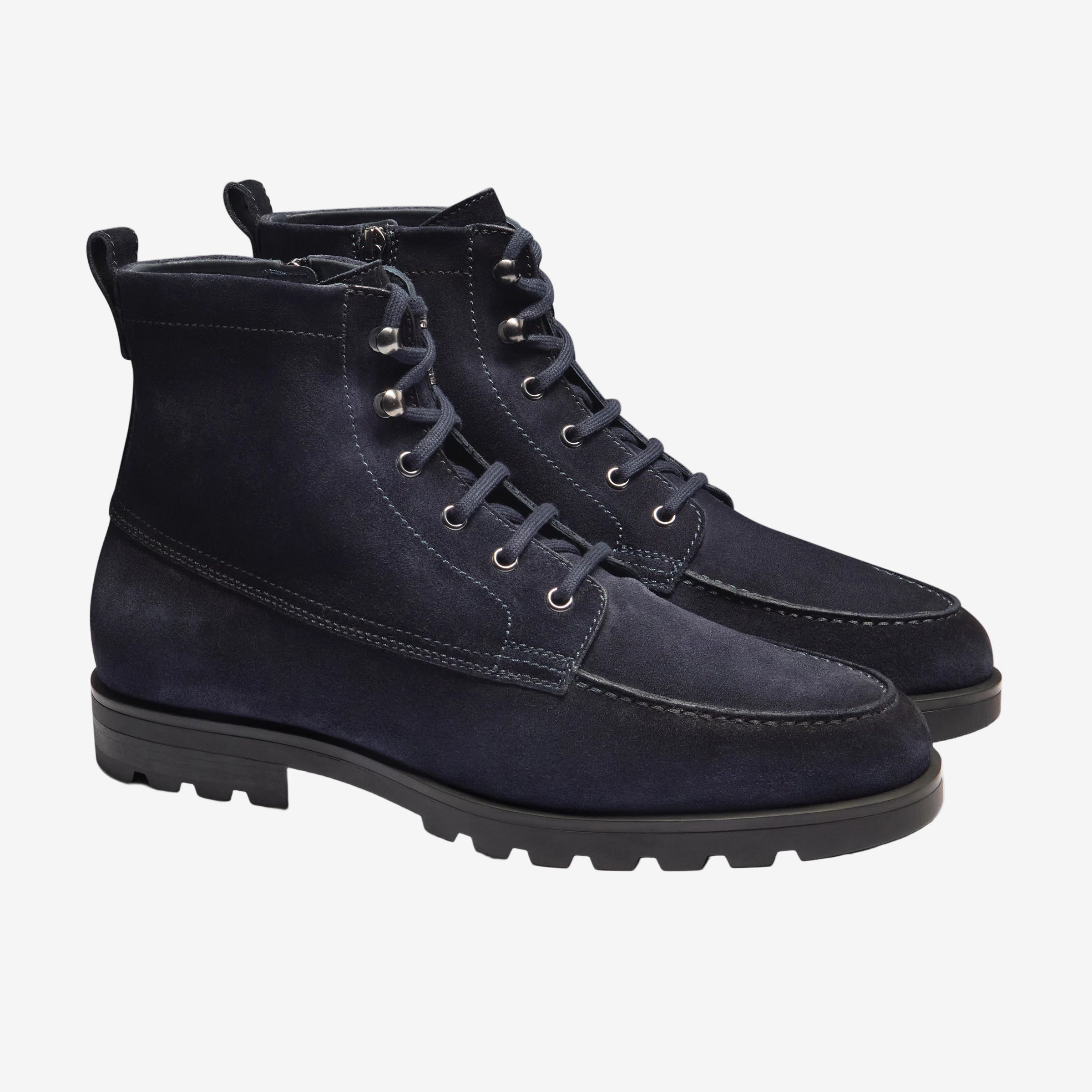 Schnürstiefel blauem Wildleder Gummisohle