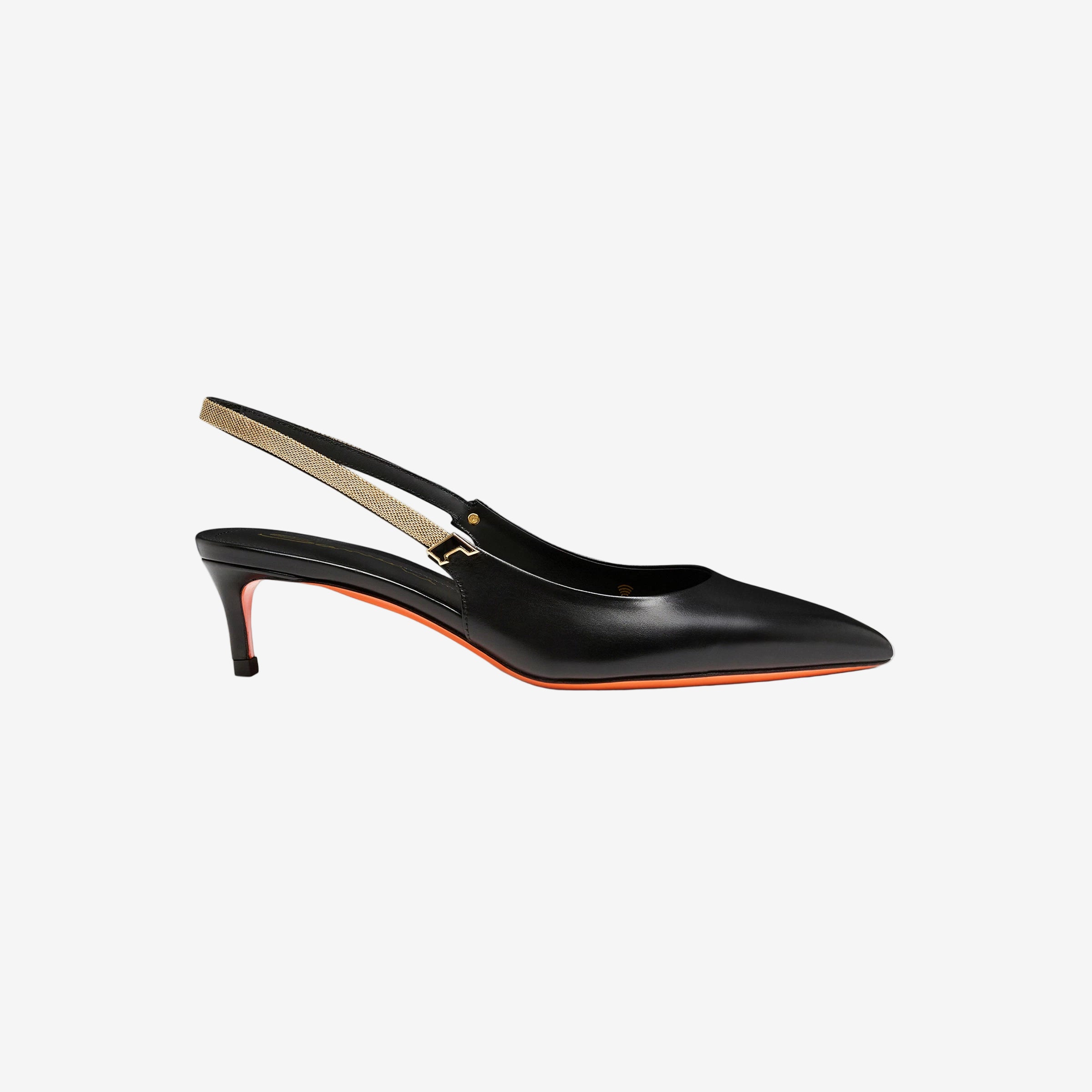 schwarz Slingback Leder mittel Absatz
