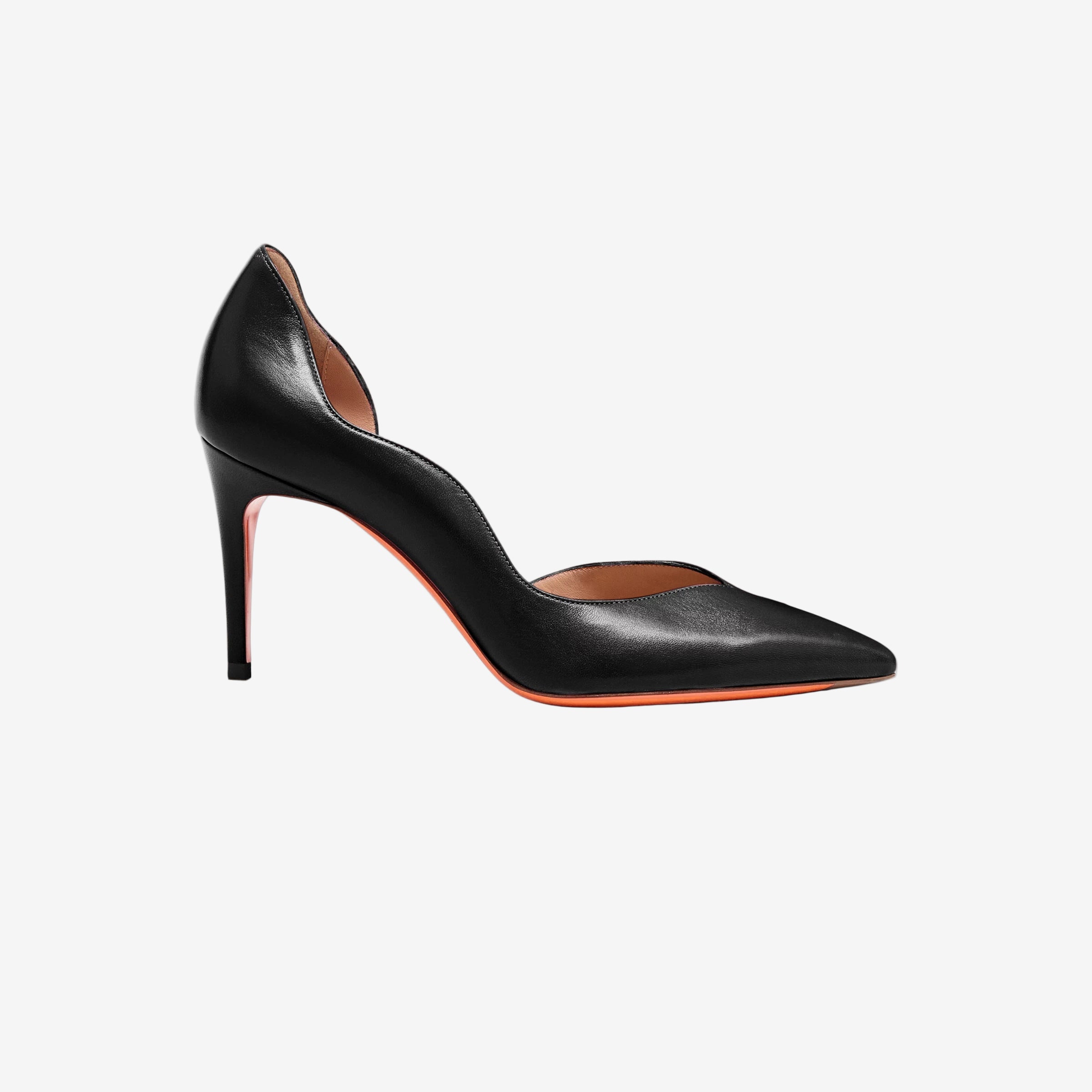 Schwarzer Leder-High-Heel-Pumps