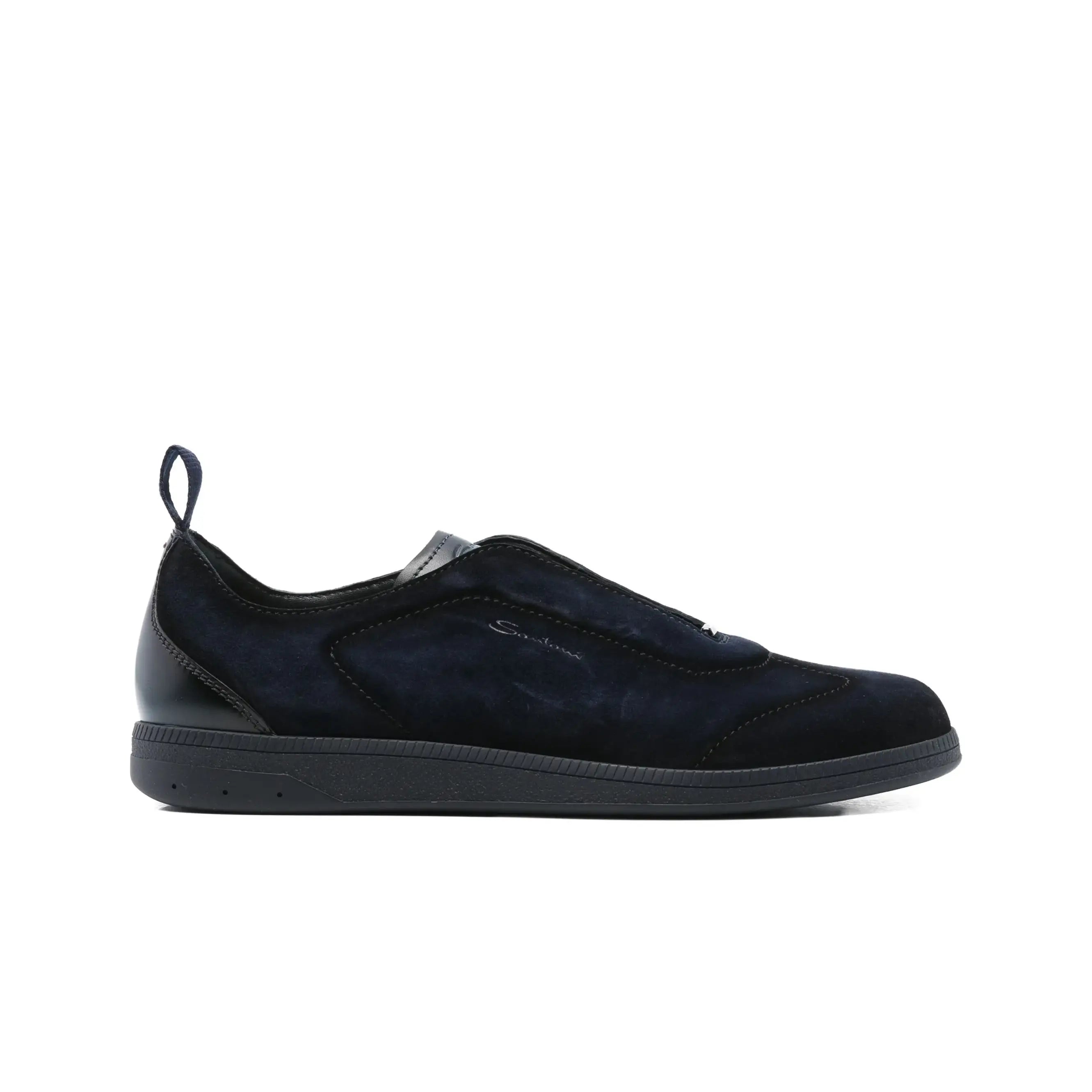 Blue suede slip-on sneakers rubber sole
