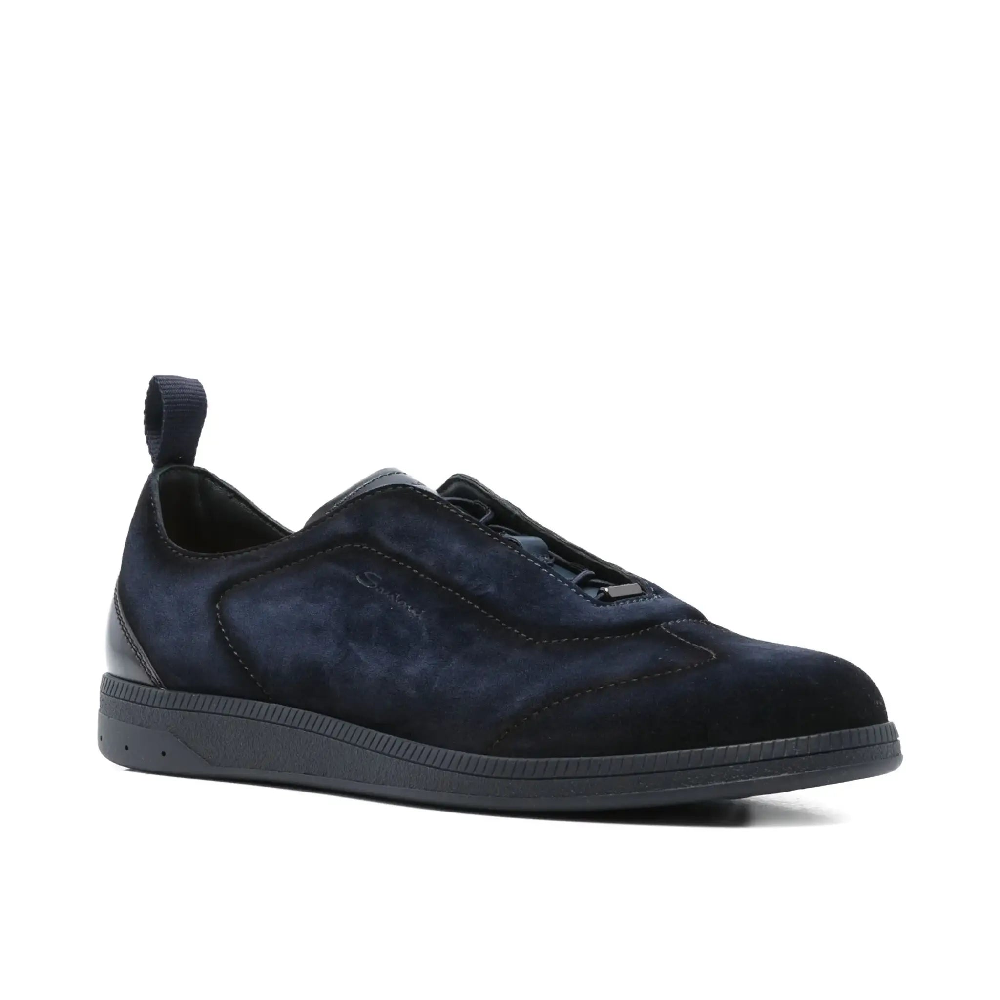 Blue suede slip-on sneakers rubber sole