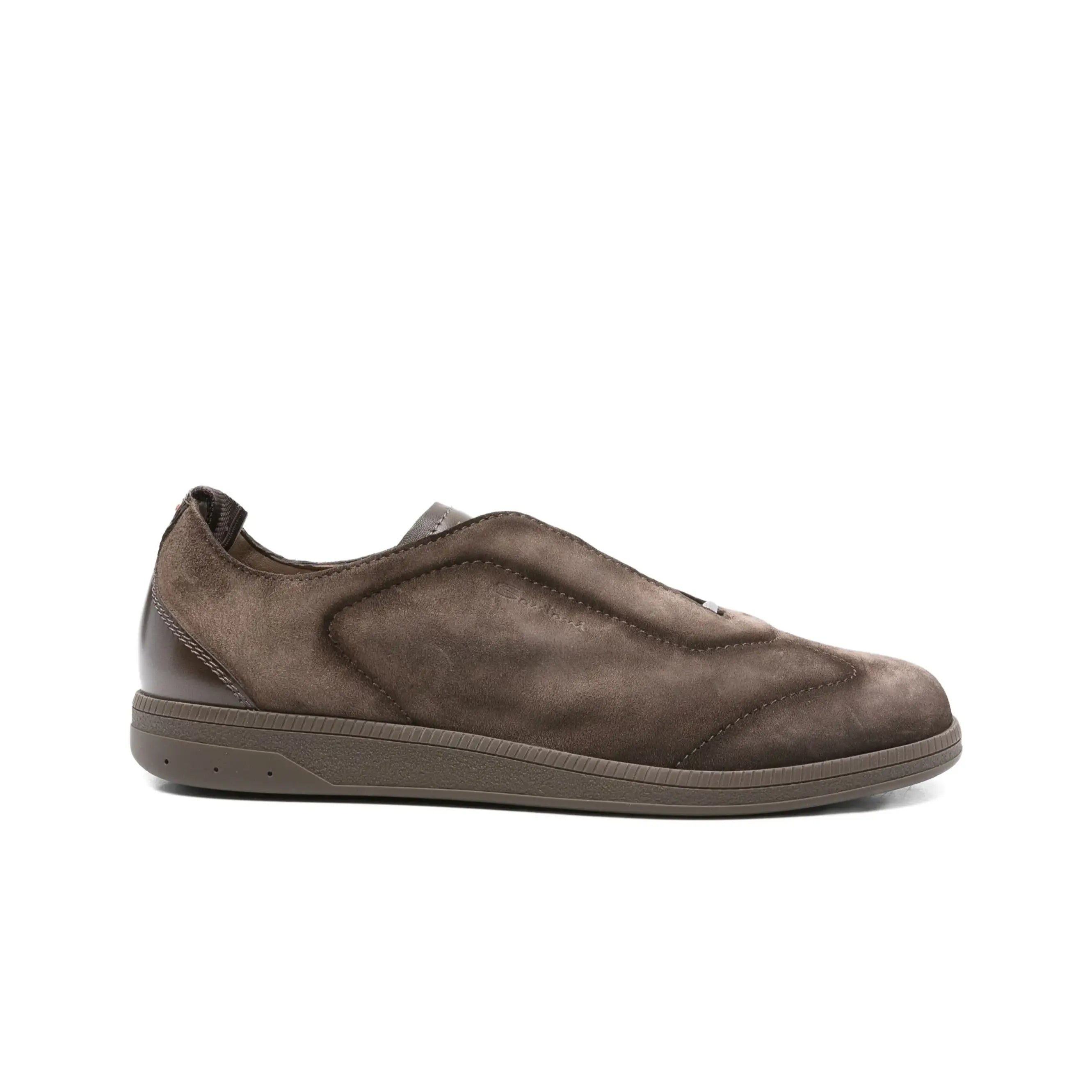 Brown suede slip-on sneakers rubber sole