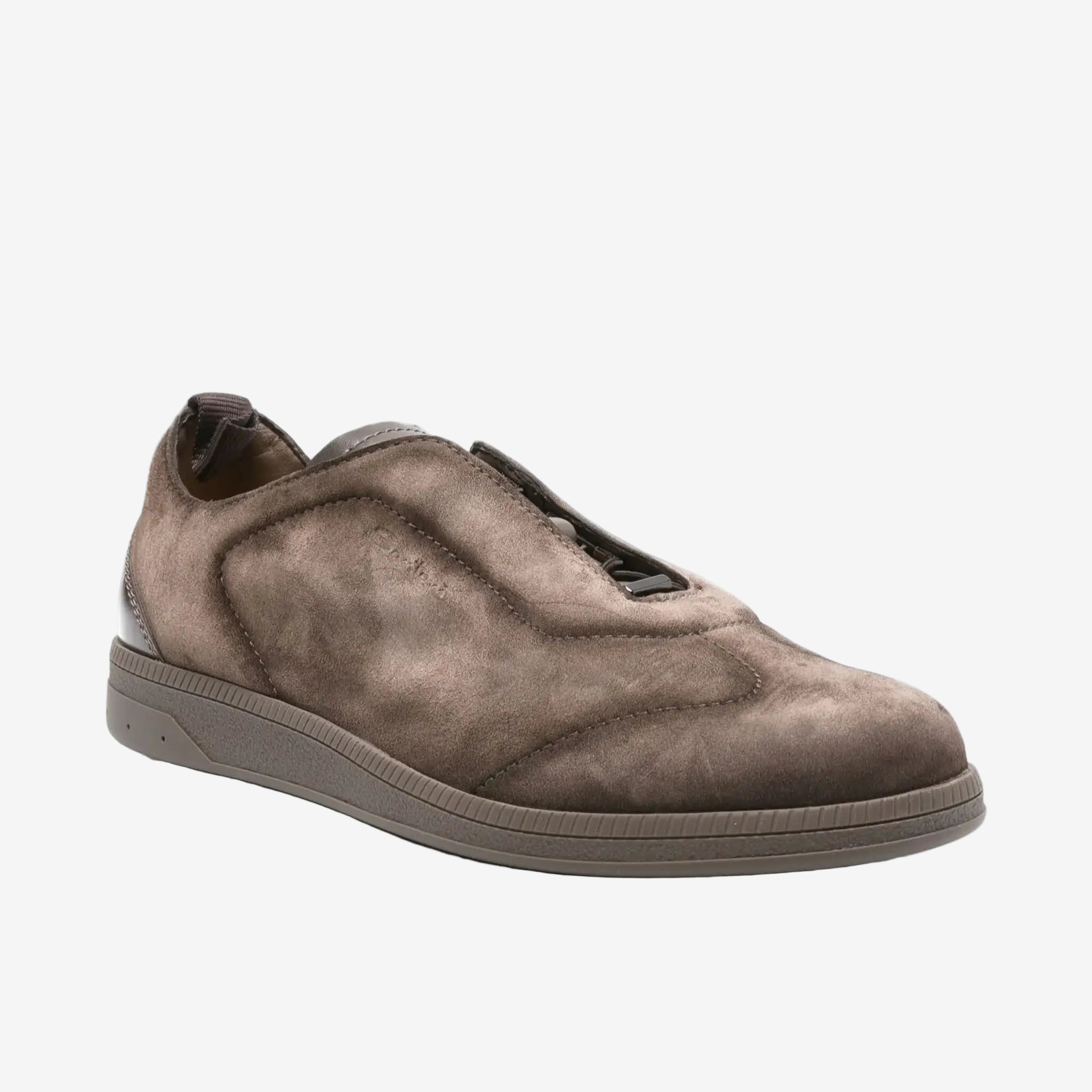 Braune Wildleder Sneakers Slip-on Gummisohle