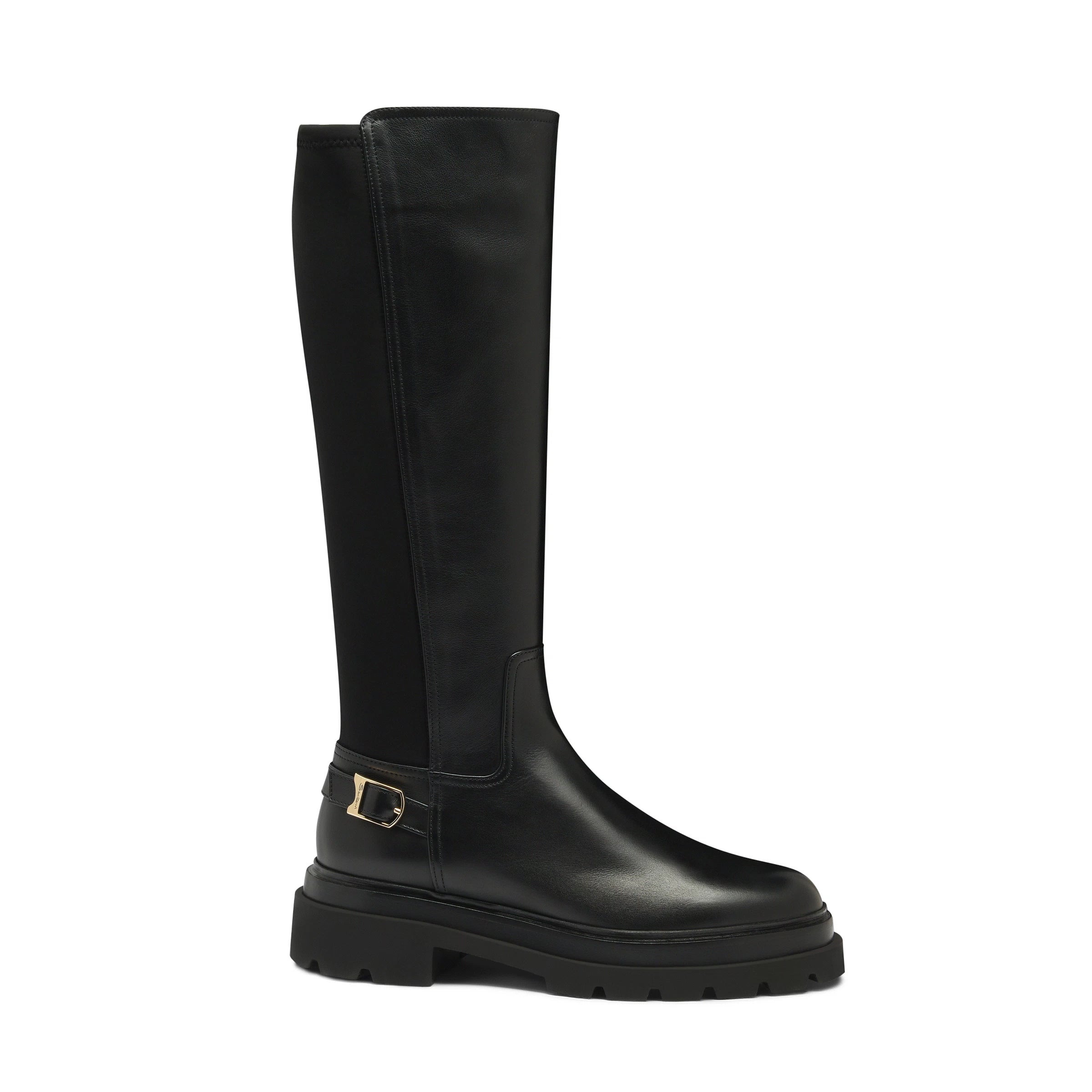 black leather boot rubber sole