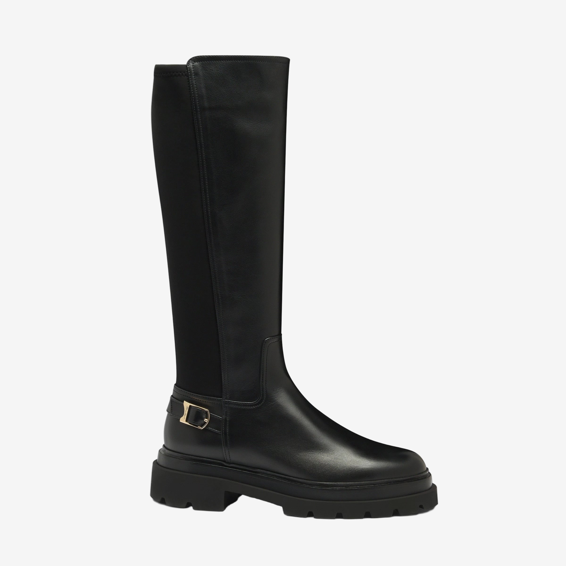 Schwarzer Lederstiefel Gummisohle