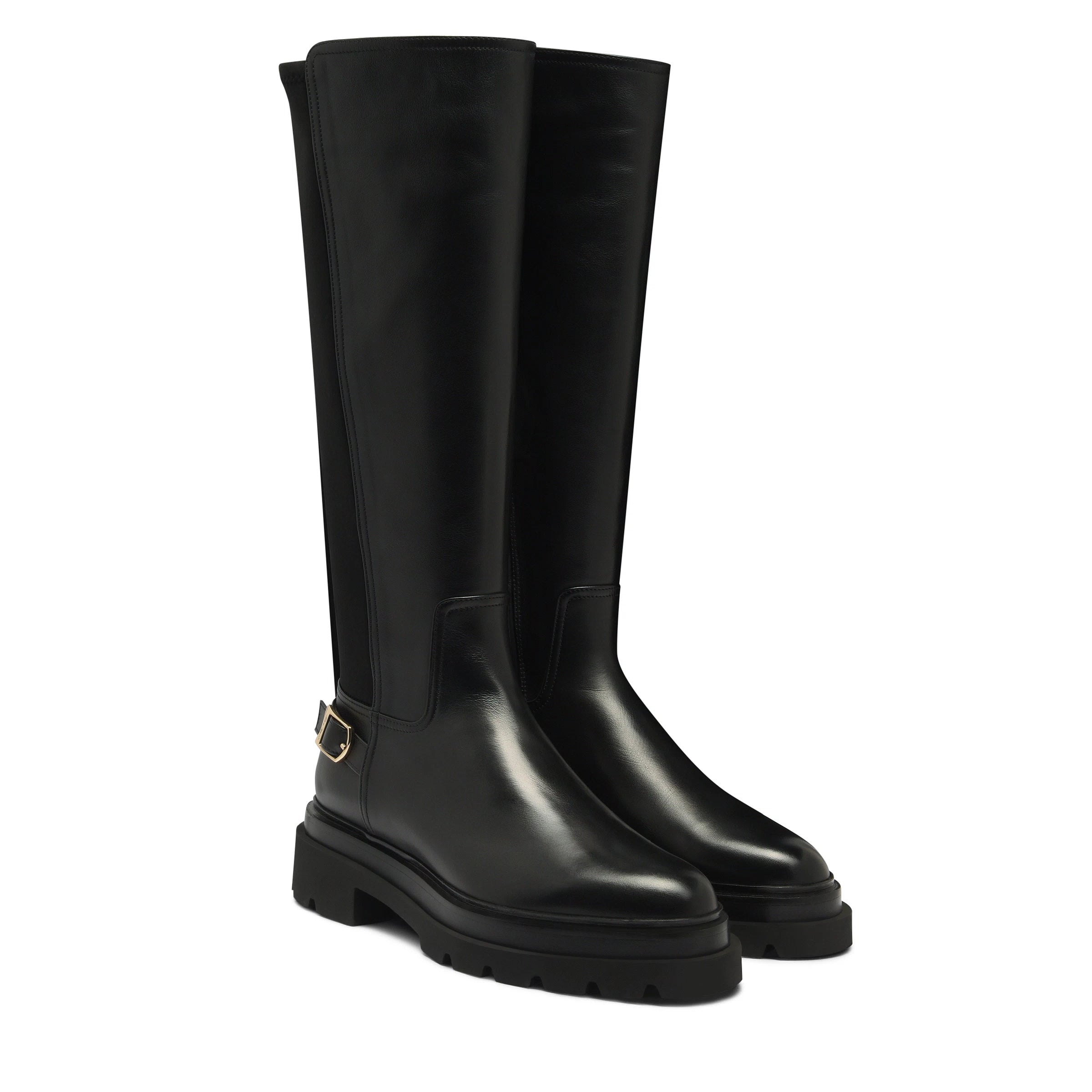 black leather boot rubber sole