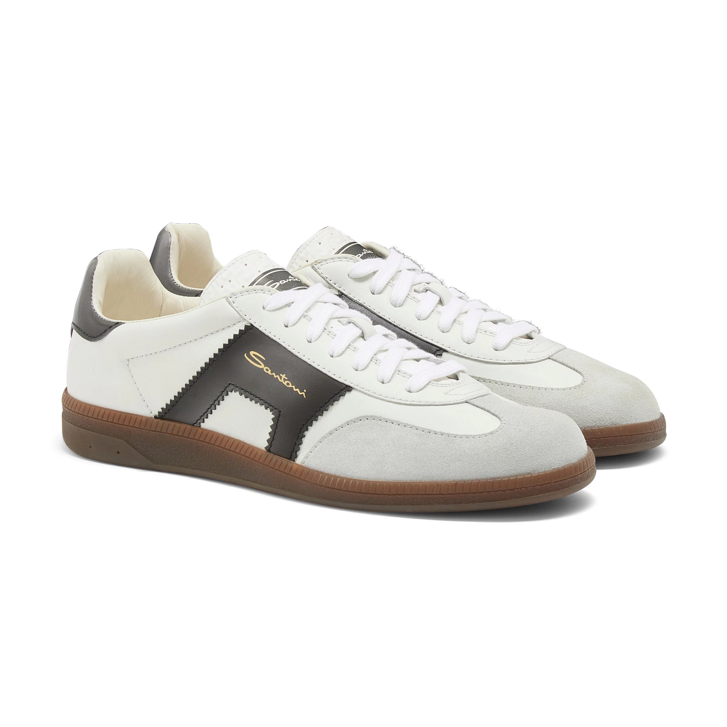 white and black leather and suede DBS Oly sneaker