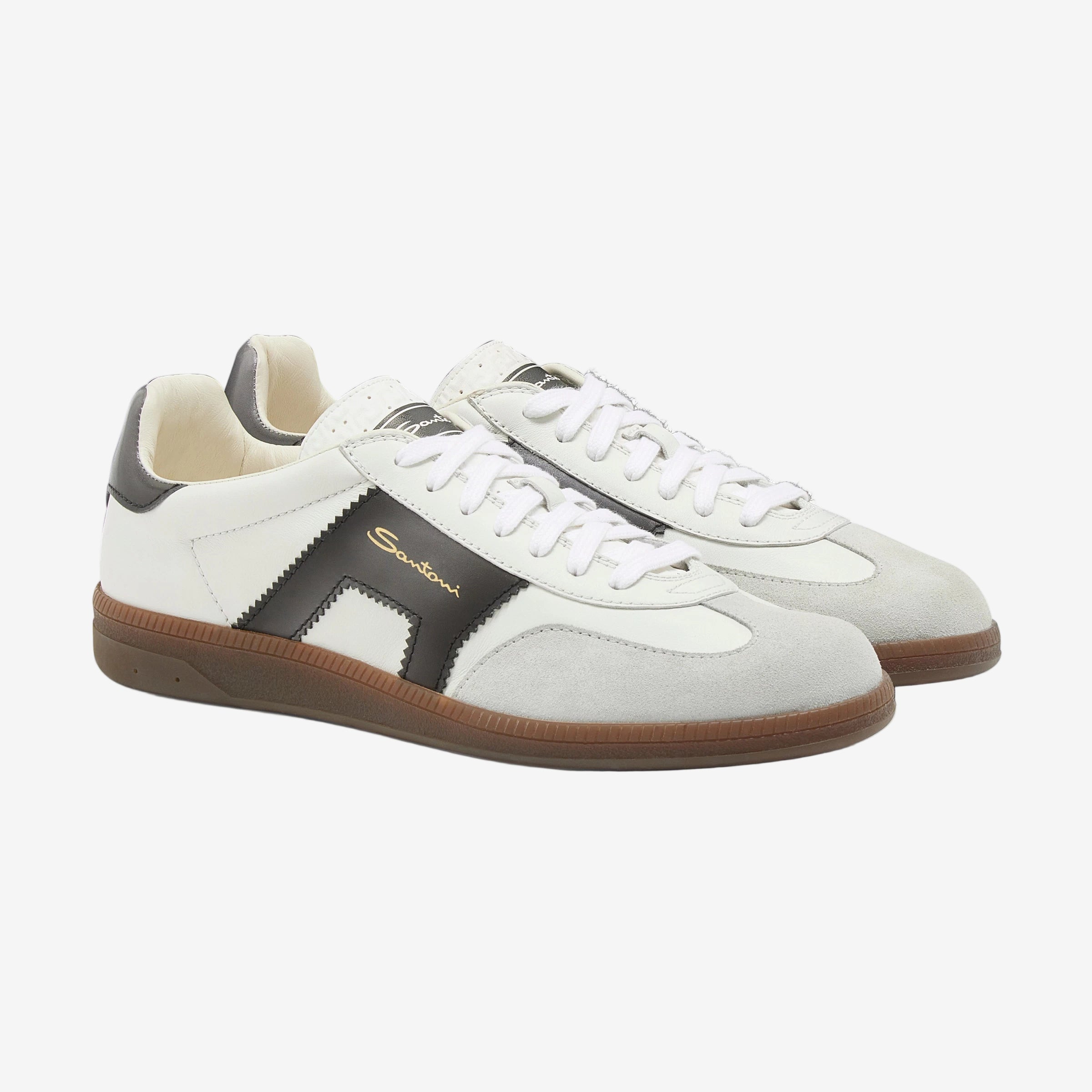 white and black leather and suede DBS Oly sneaker