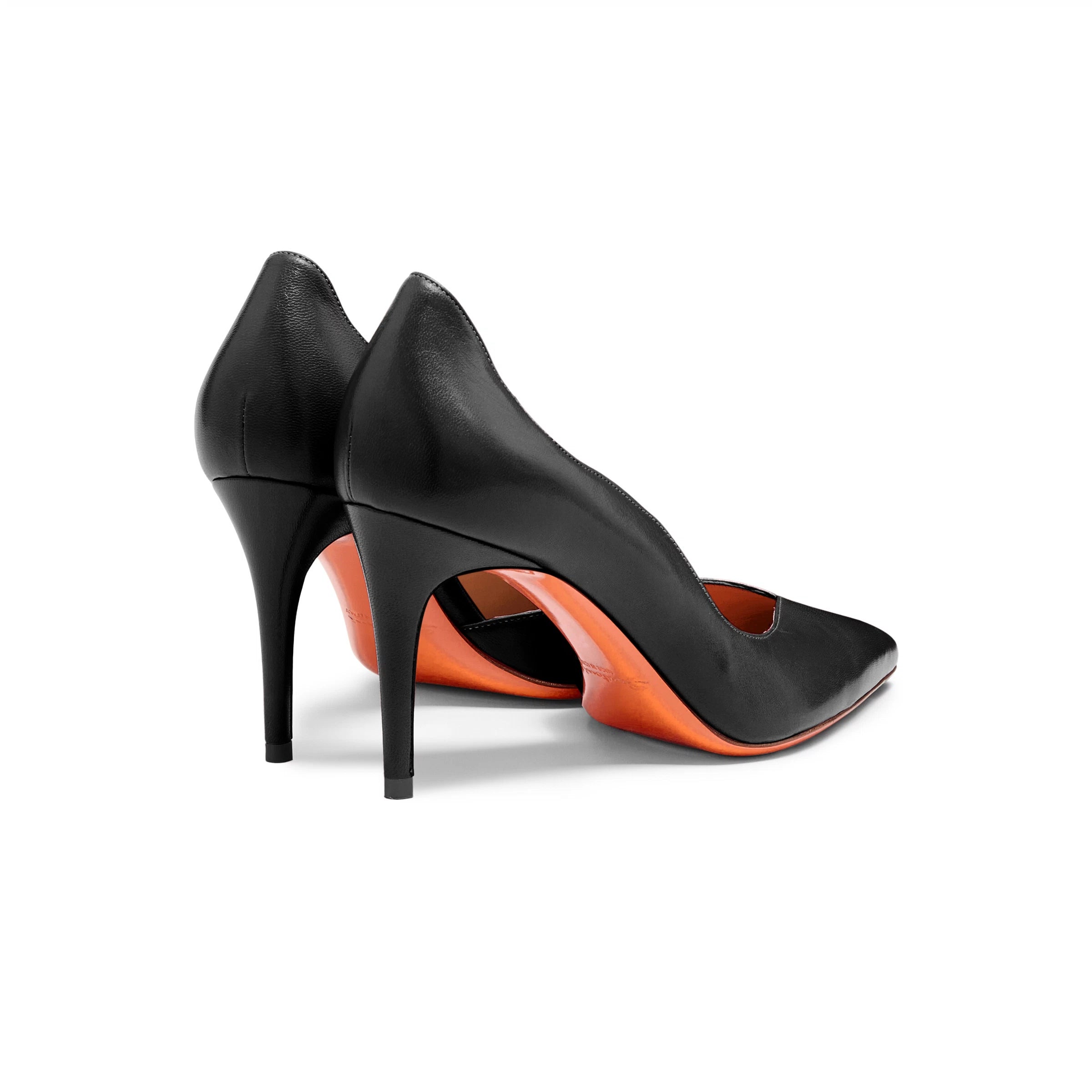 black leather high-heel pump