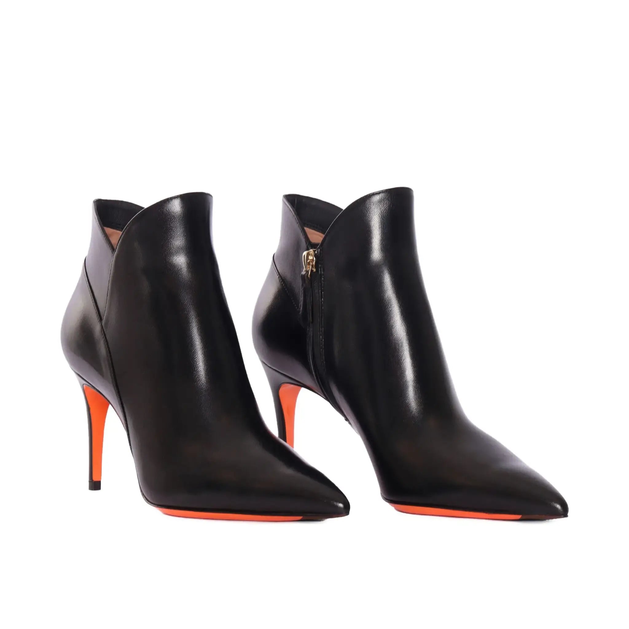 Black leather ankle boots